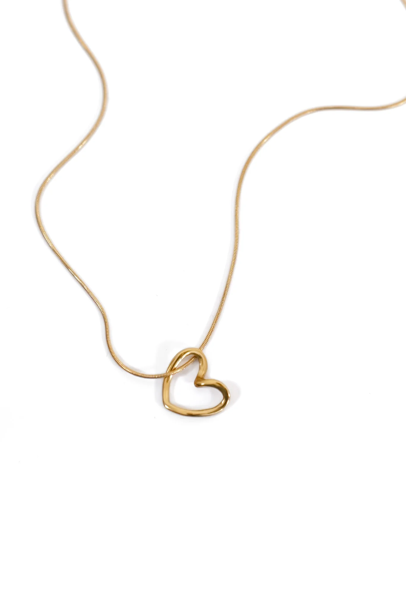 18K Non-Tarnish Stainless Steel Chain Open Heart Necklace - Image 2
