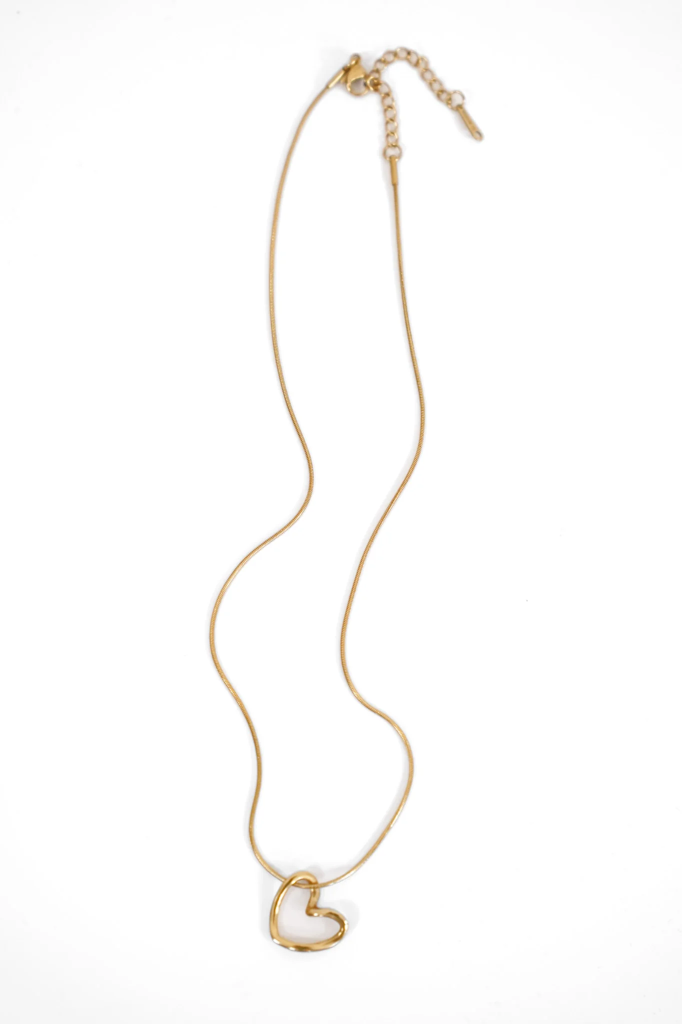 18K Non-Tarnish Stainless Steel Chain Open Heart Necklace - Image 4