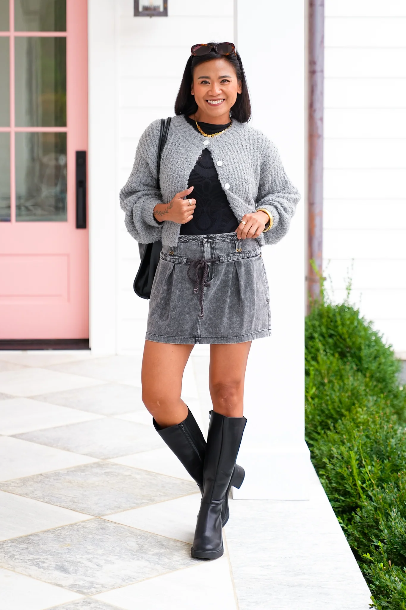 Acid Washed Mini Skirt with Tie Belt - Image 5