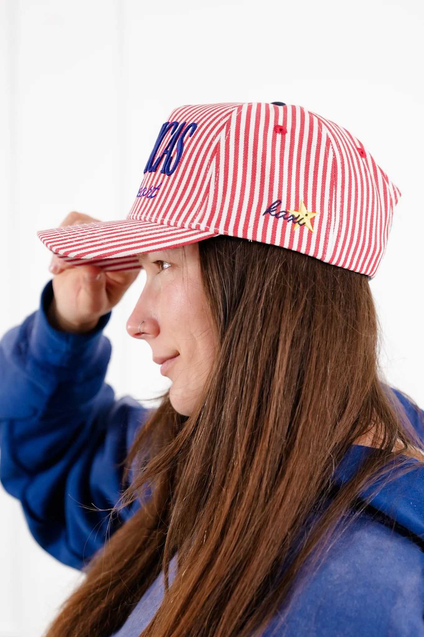 America's Sweetheart Striped Trucker Hat - Image 2