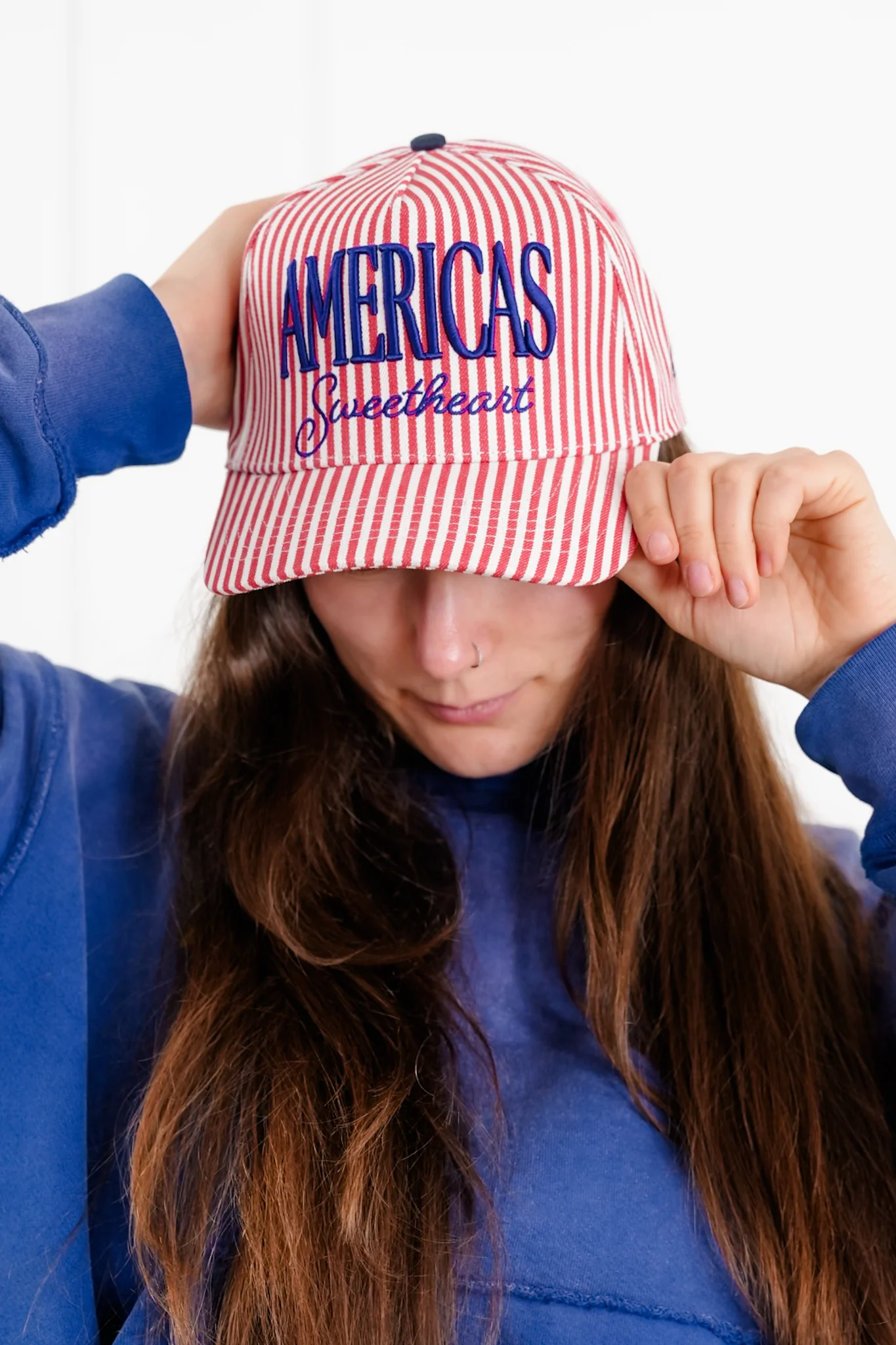 America's Sweetheart Striped Trucker Hat - Image 3