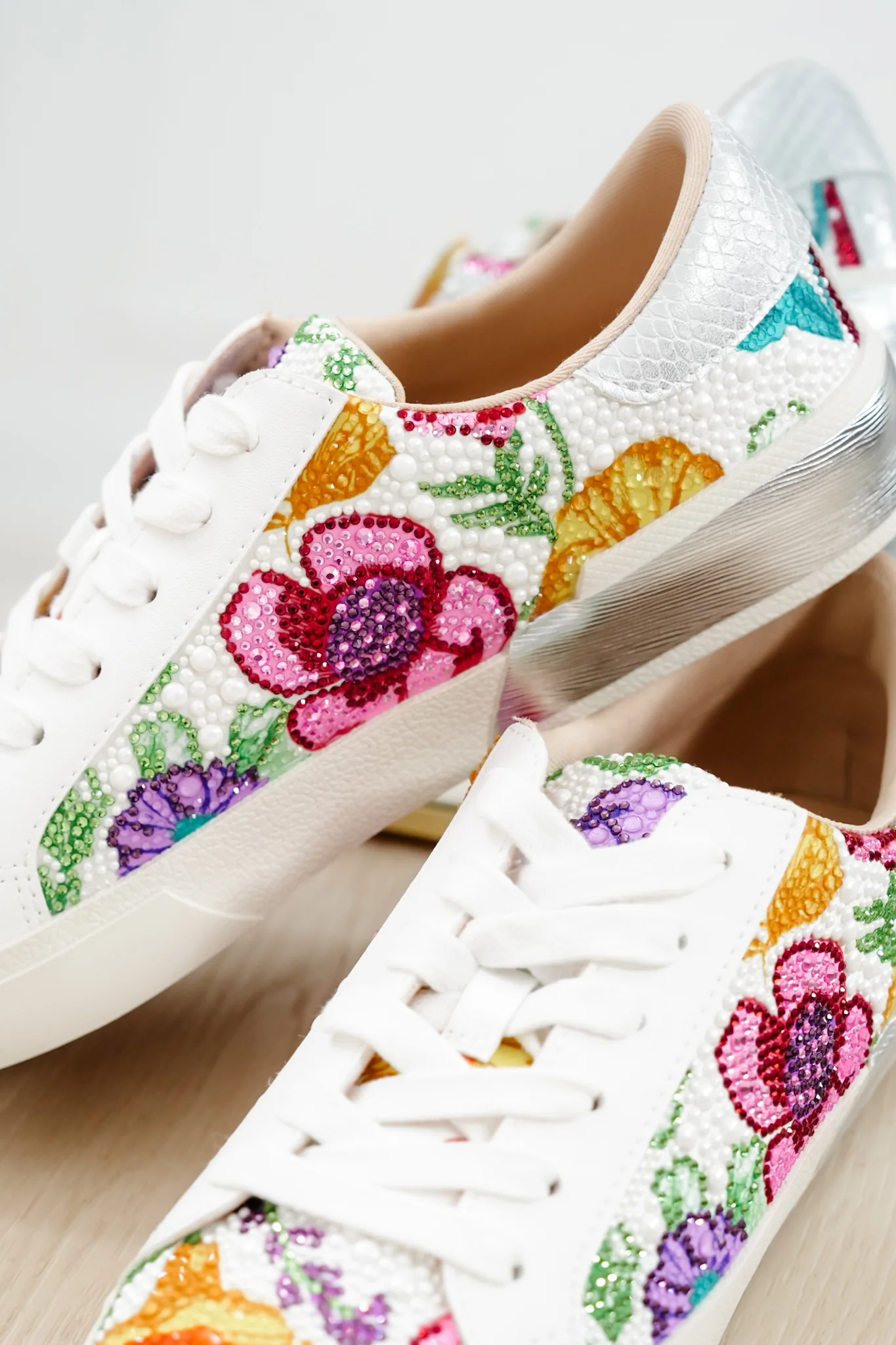 Betsey Johnson Floral Embellished Lace Up Platform Sneaker - Image 2