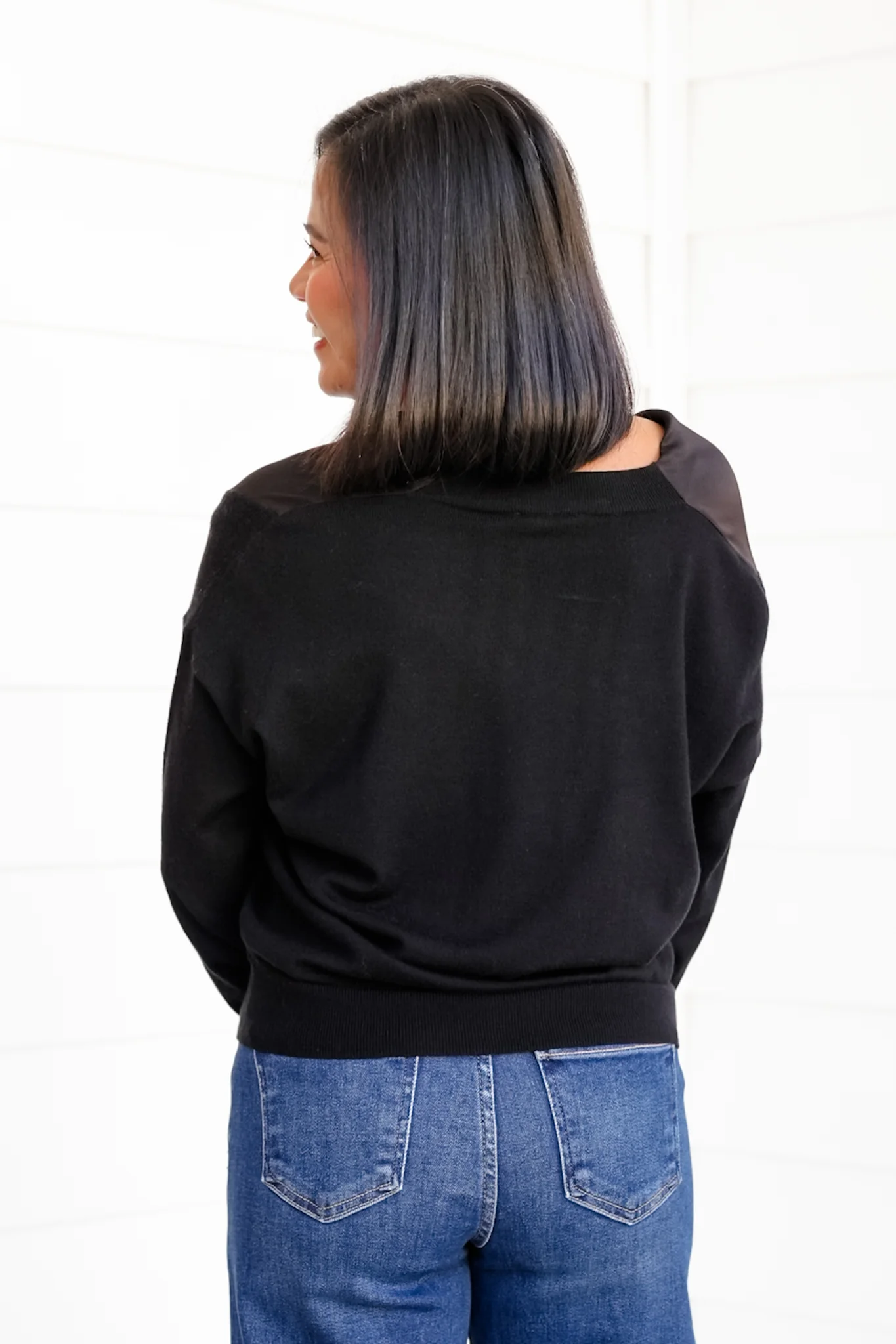 Black Cowl Neck Long Sleeve Top - Image 3