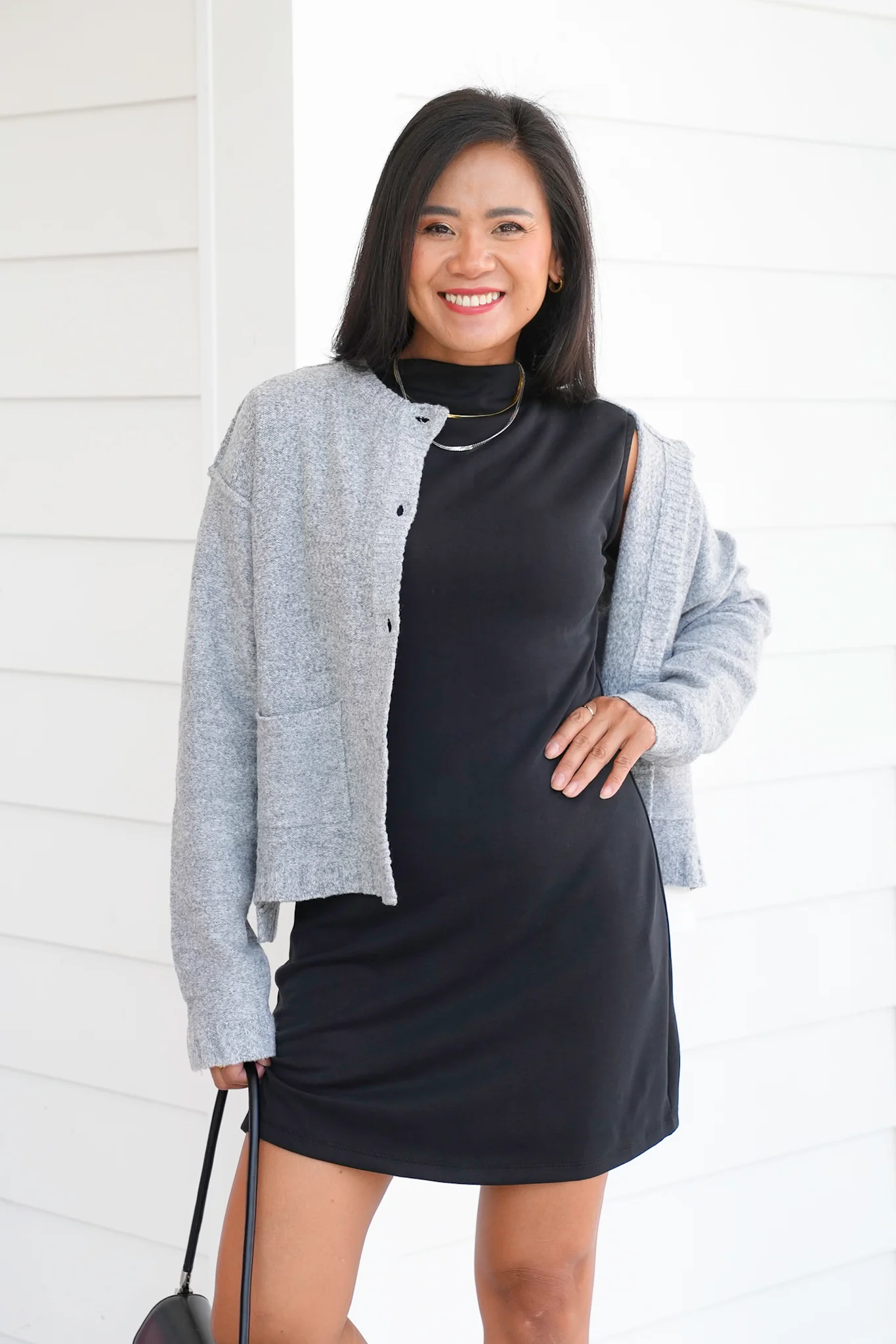 Black Sleeveless Mock Neck Mini Dress - Image 2