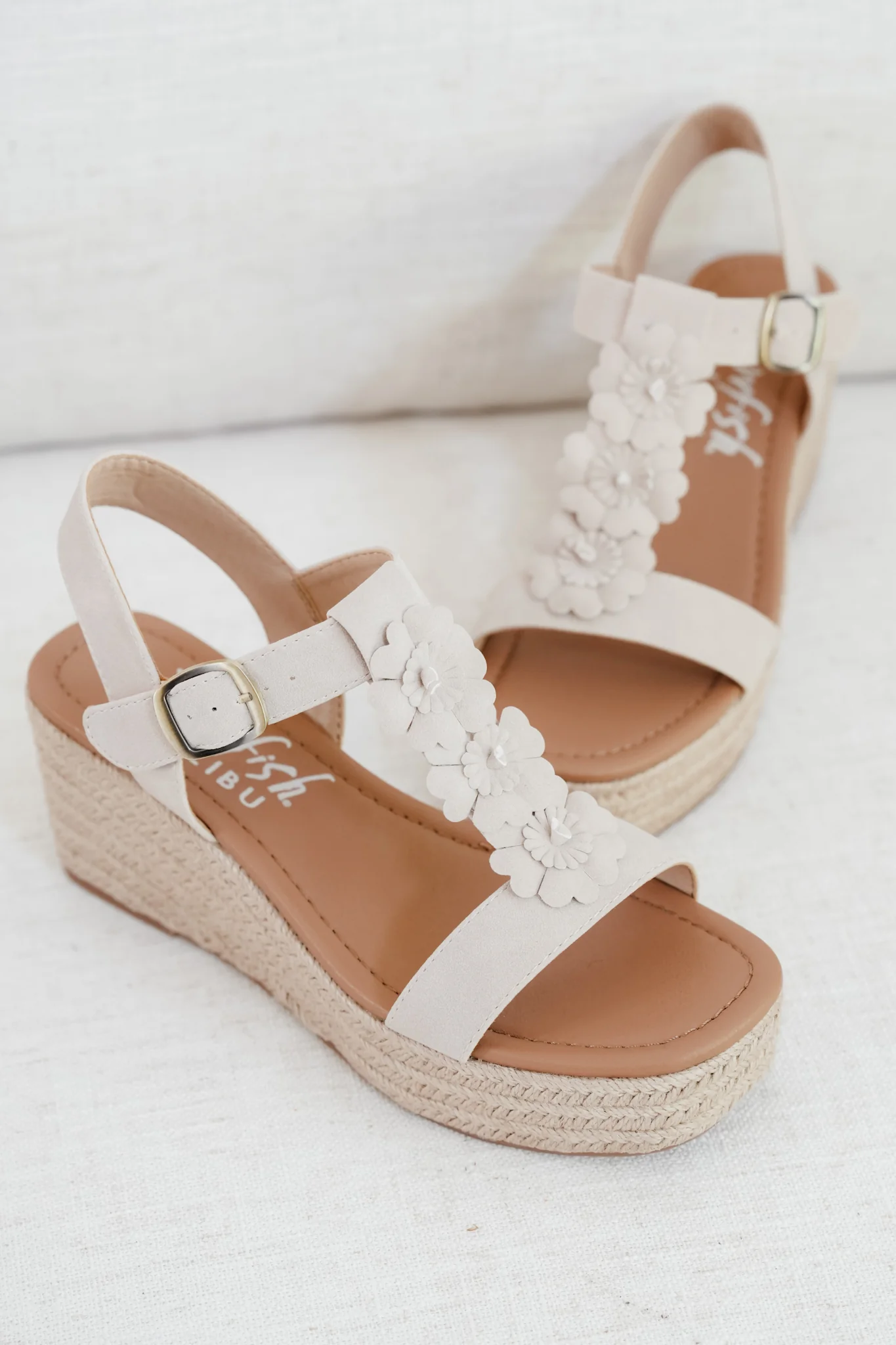 Blowfish Braided Raffia Platform Wedge Sandal with Floral Detail - Image 3