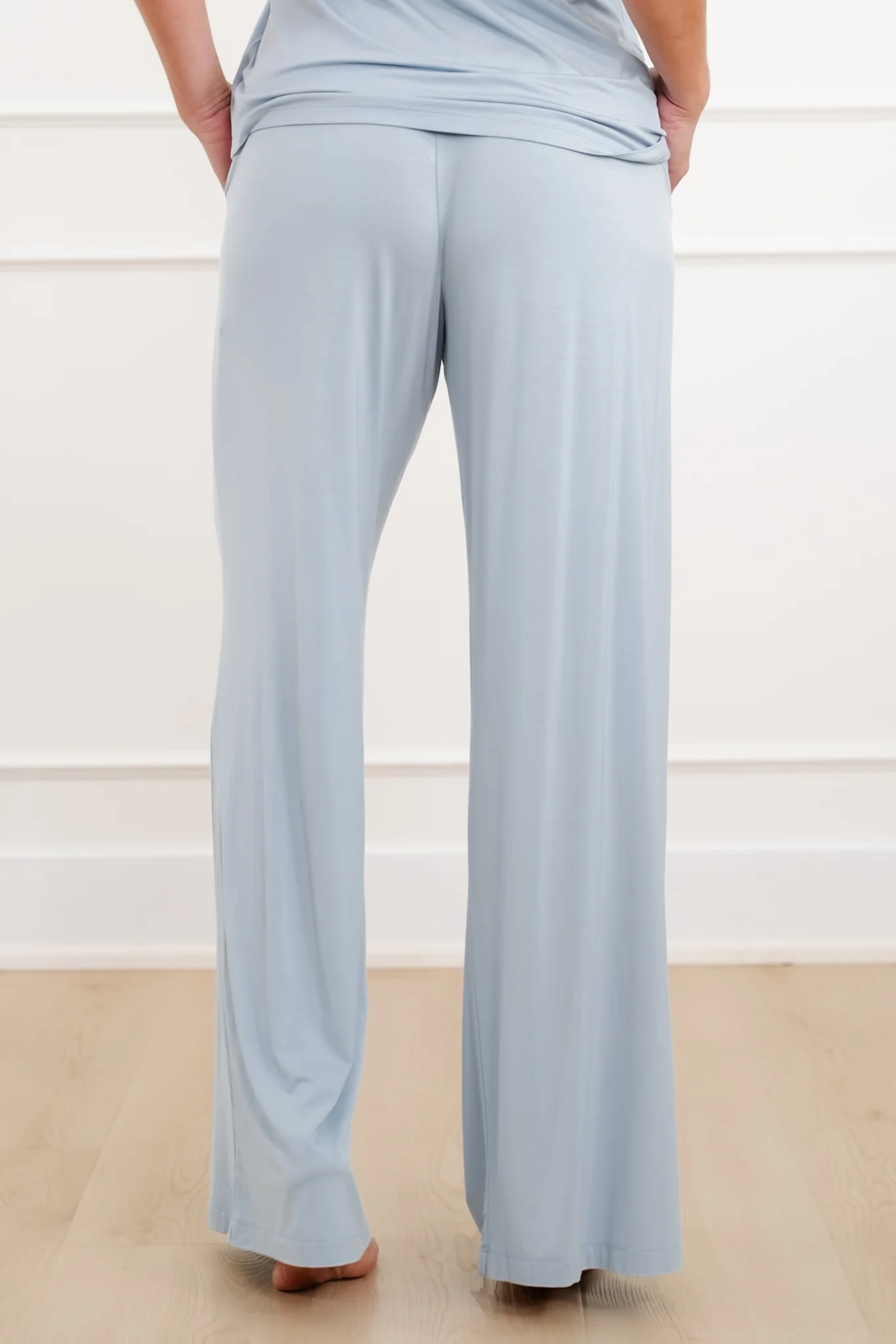 Blue Elastic Waist Wide Leg Pants - Image 5