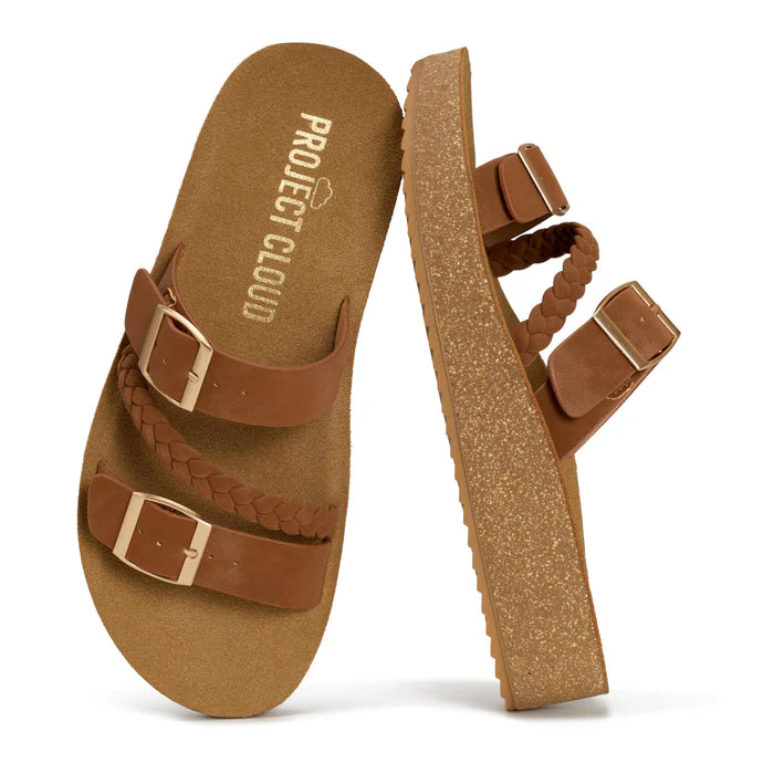 Braided Strap Double Buckle Platform Sandal - Image 2