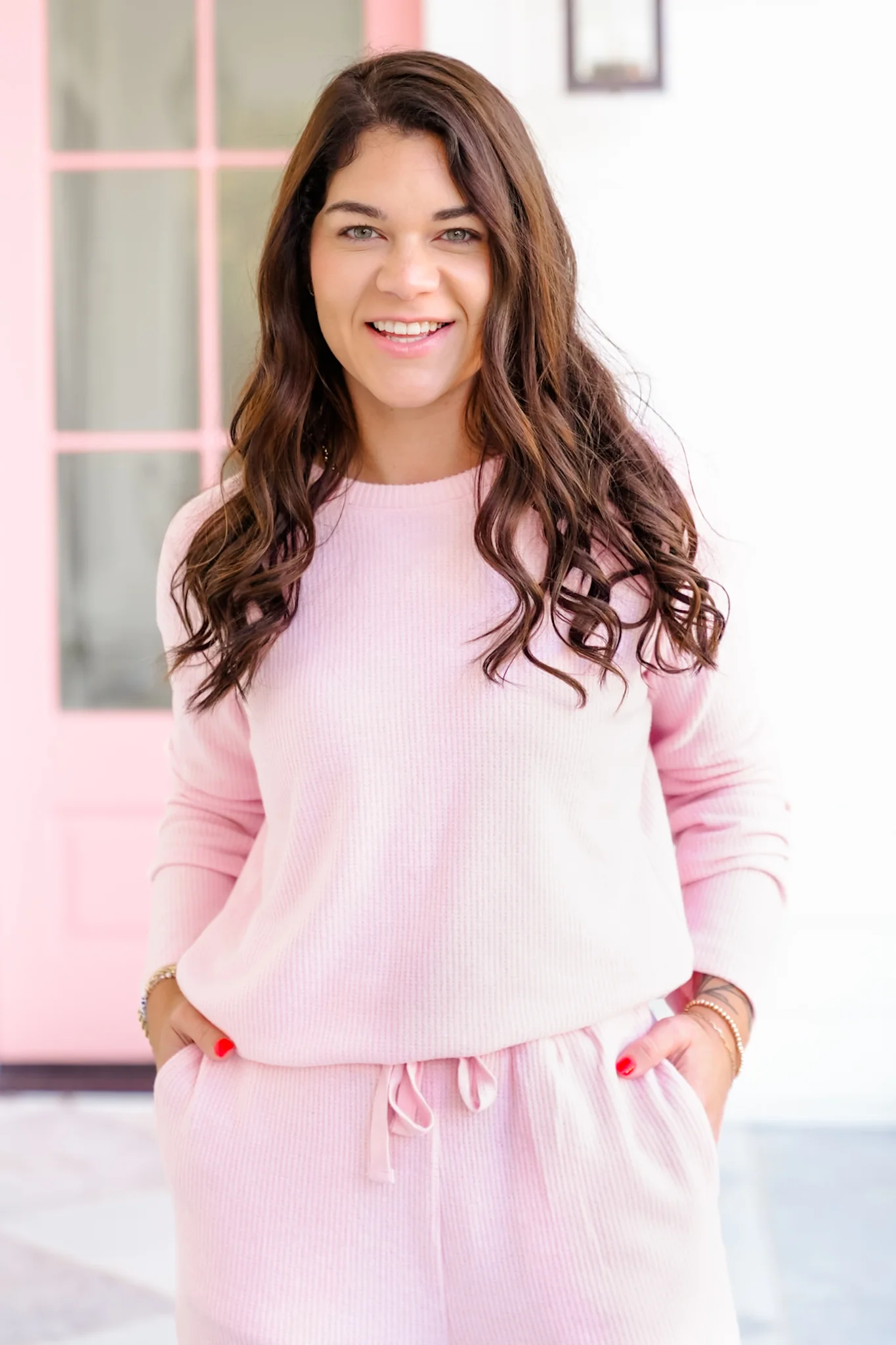 Brushed Waffle Knit Long Sleeve Top - Image 4