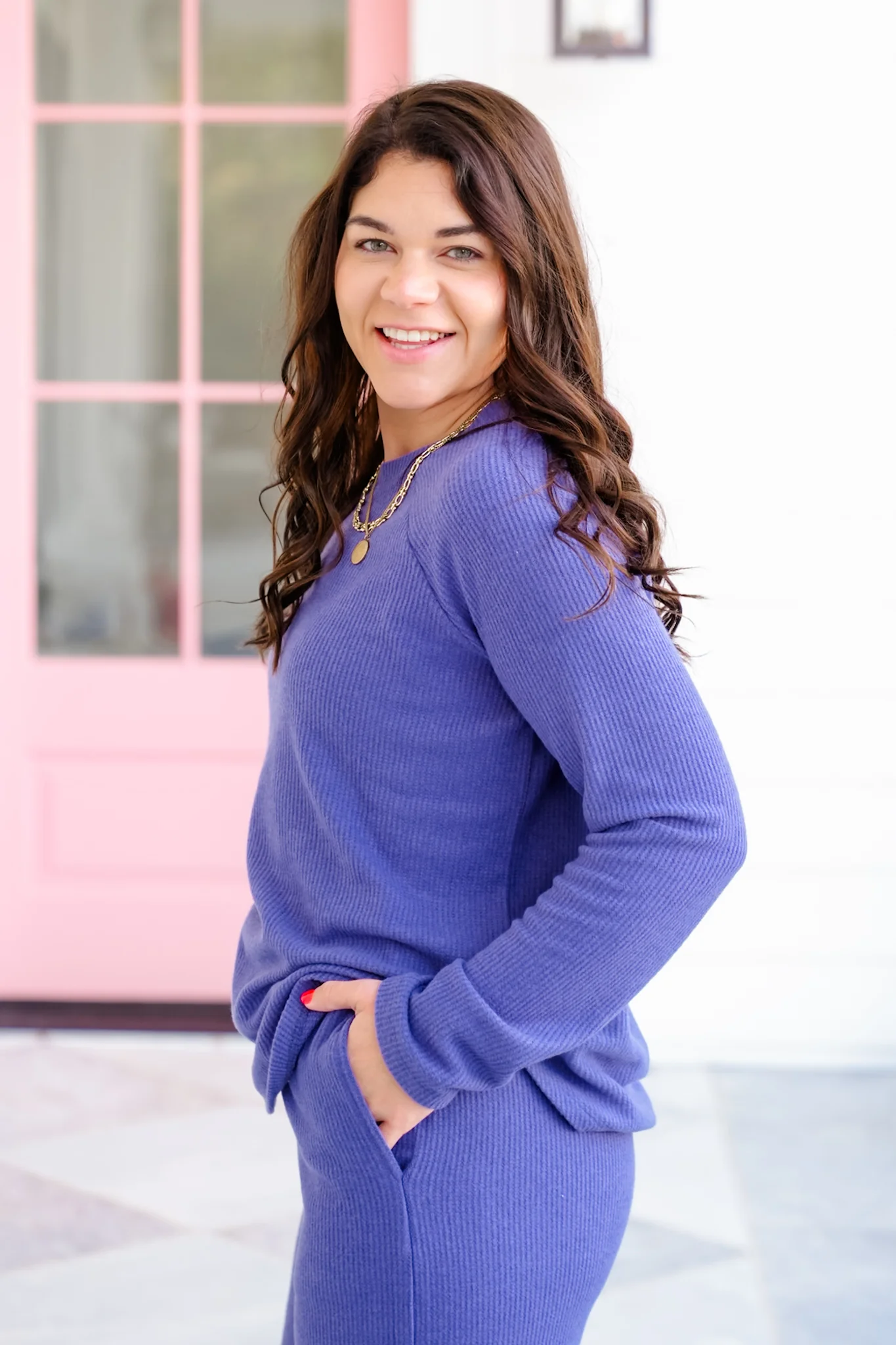 Brushed Waffle Knit Long Sleeve Top - Image 5