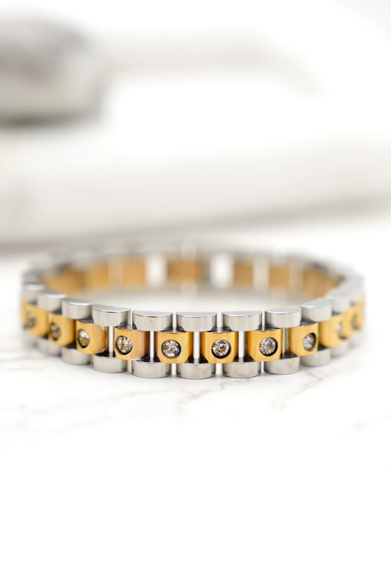 Chansutt Pearls Diamond Two Tone Watch Band - Image 2