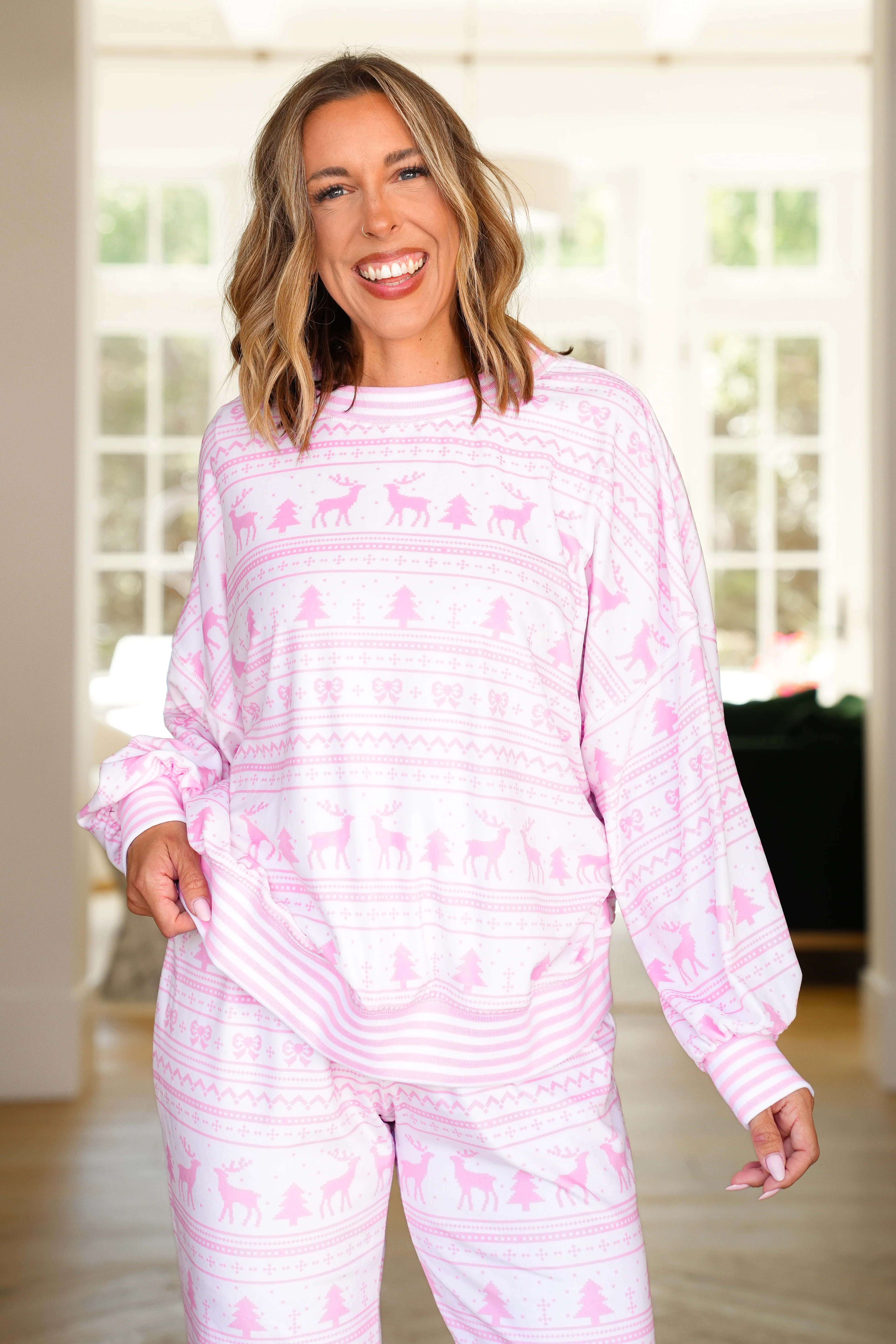 Christmas Print Long Sleeve Fleece Sweatshirt - Image 2