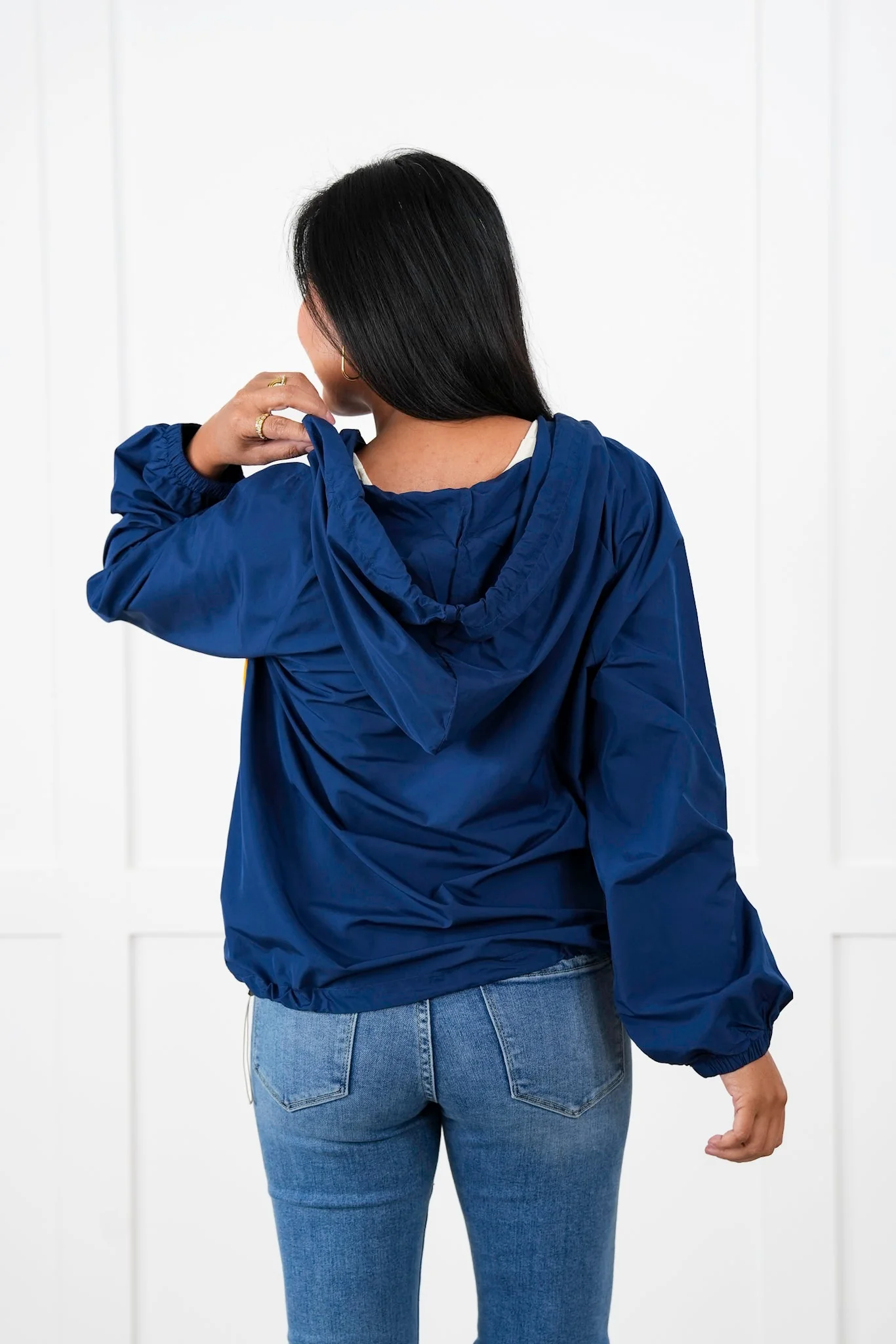 Color Block Long Sleeve Zip Up Hooded Windbreaker Jacket - Image 4