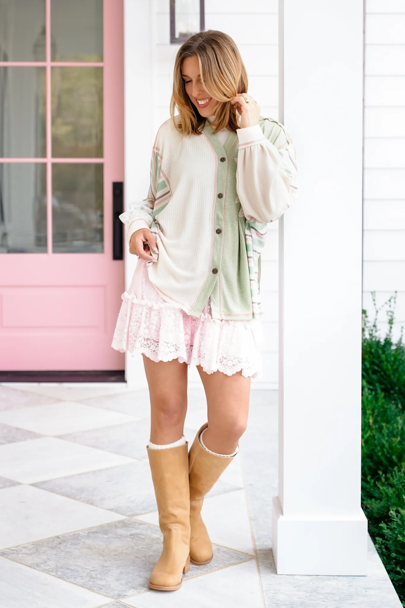Contrast Long Sleeve Button Down Top with Star Patch - Image 2