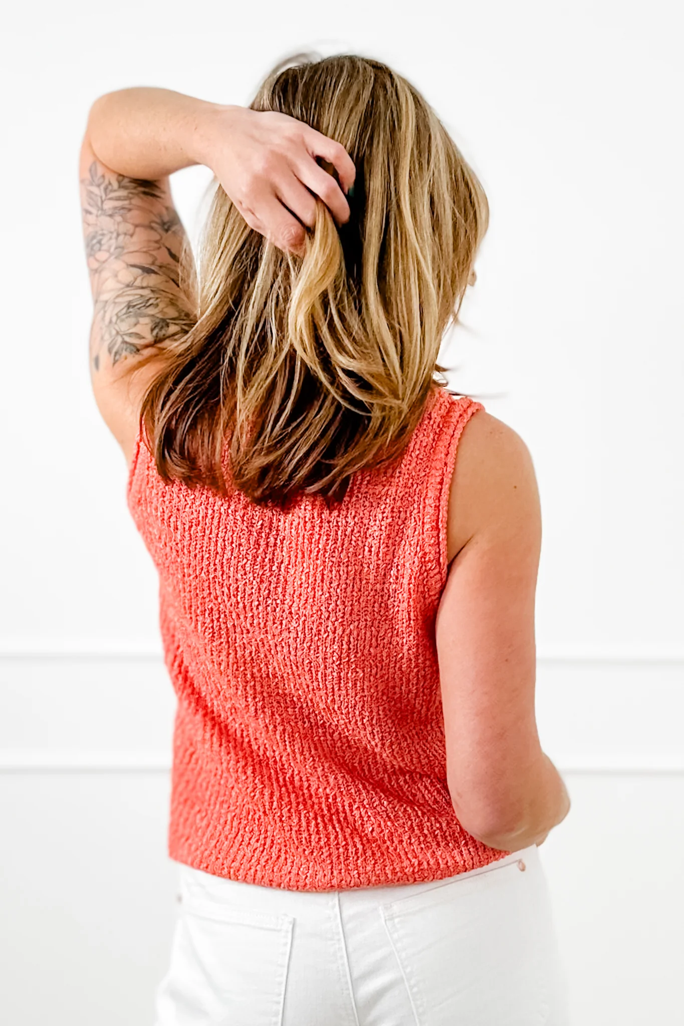 Coral Textured Sweater Tank Top - Image 4