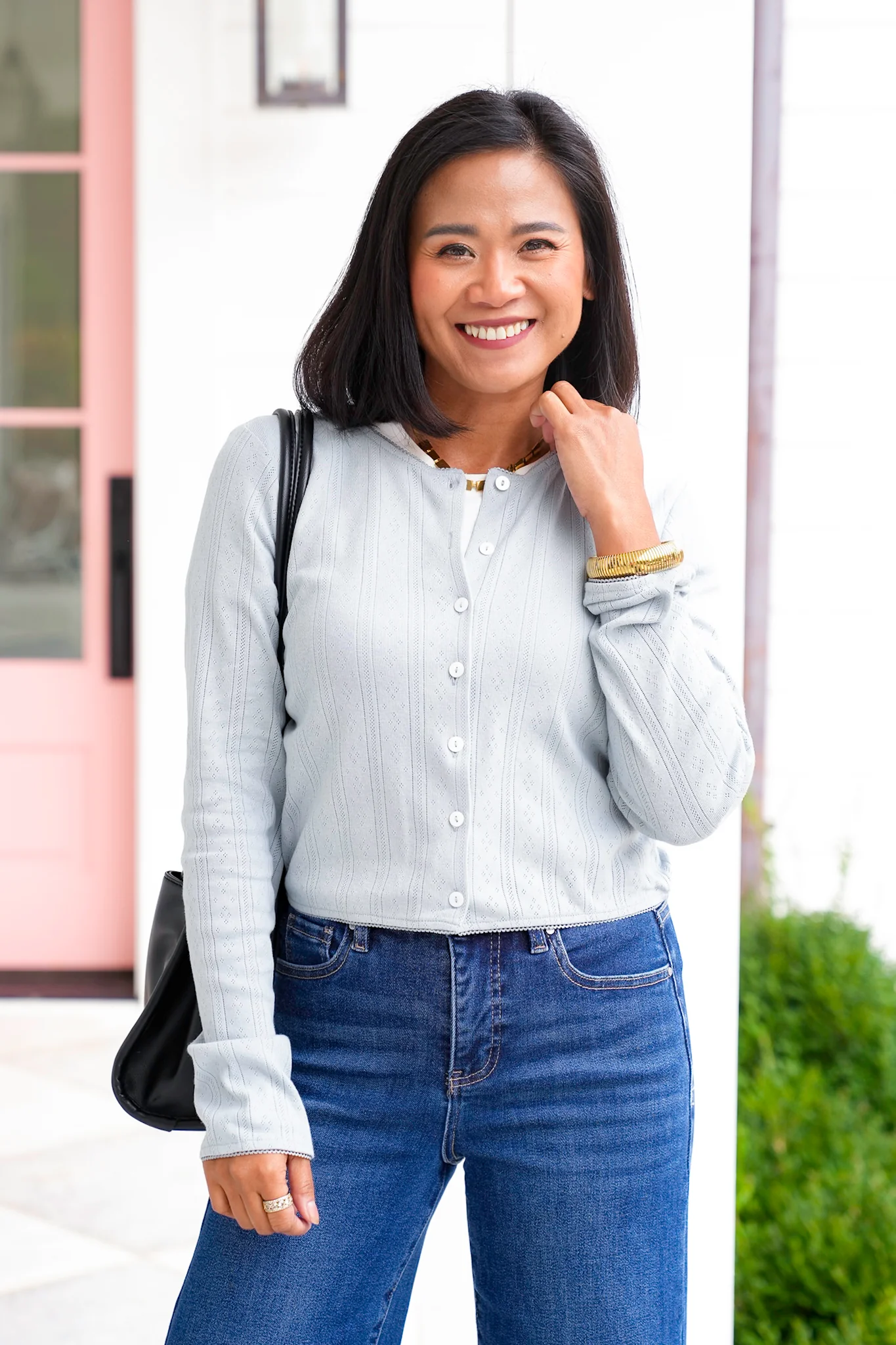 Cotton Long Sleeve Button Down Cardigan - Image 2