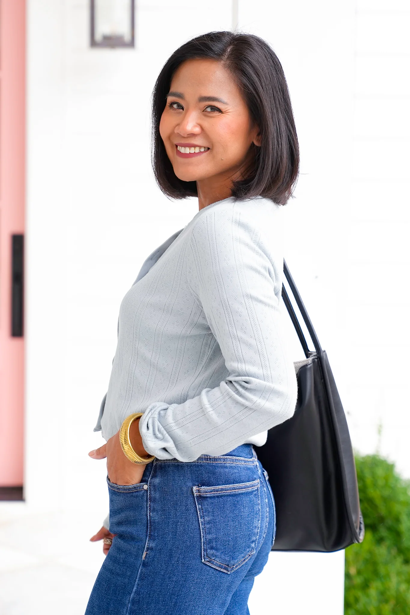 Cotton Long Sleeve Button Down Cardigan - Image 4
