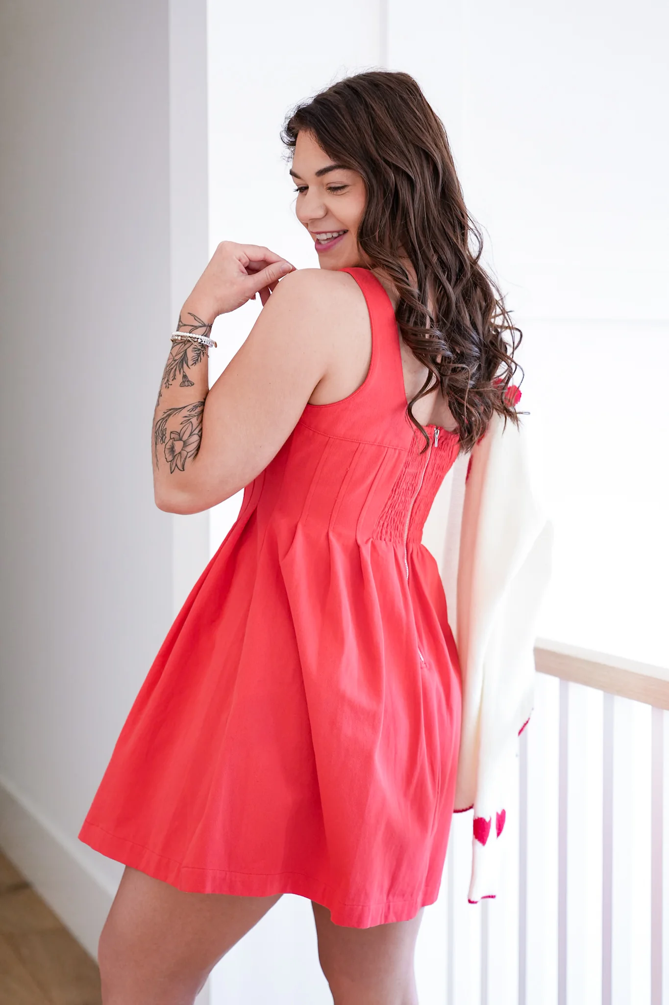 Cotton Sleeveless Pleated Mini Dresses - Image 4