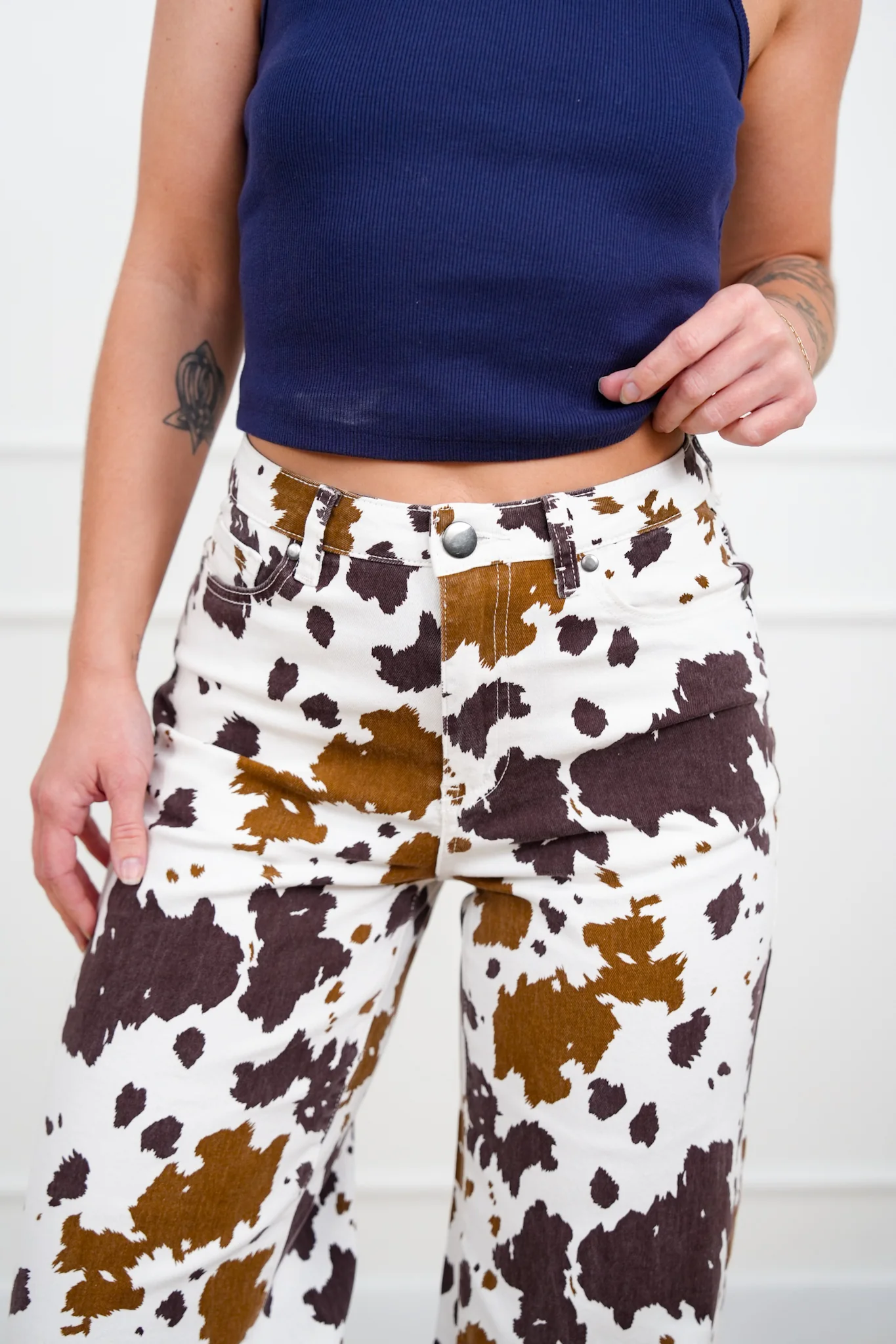 Cow Print Wide Leg Relaxed Fit Pants - Image 5