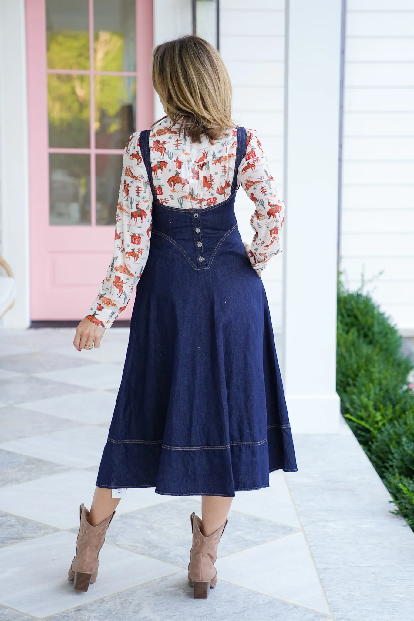 Dark Wash Sleeveless Midi Dress with Buckle Detail - Image 3