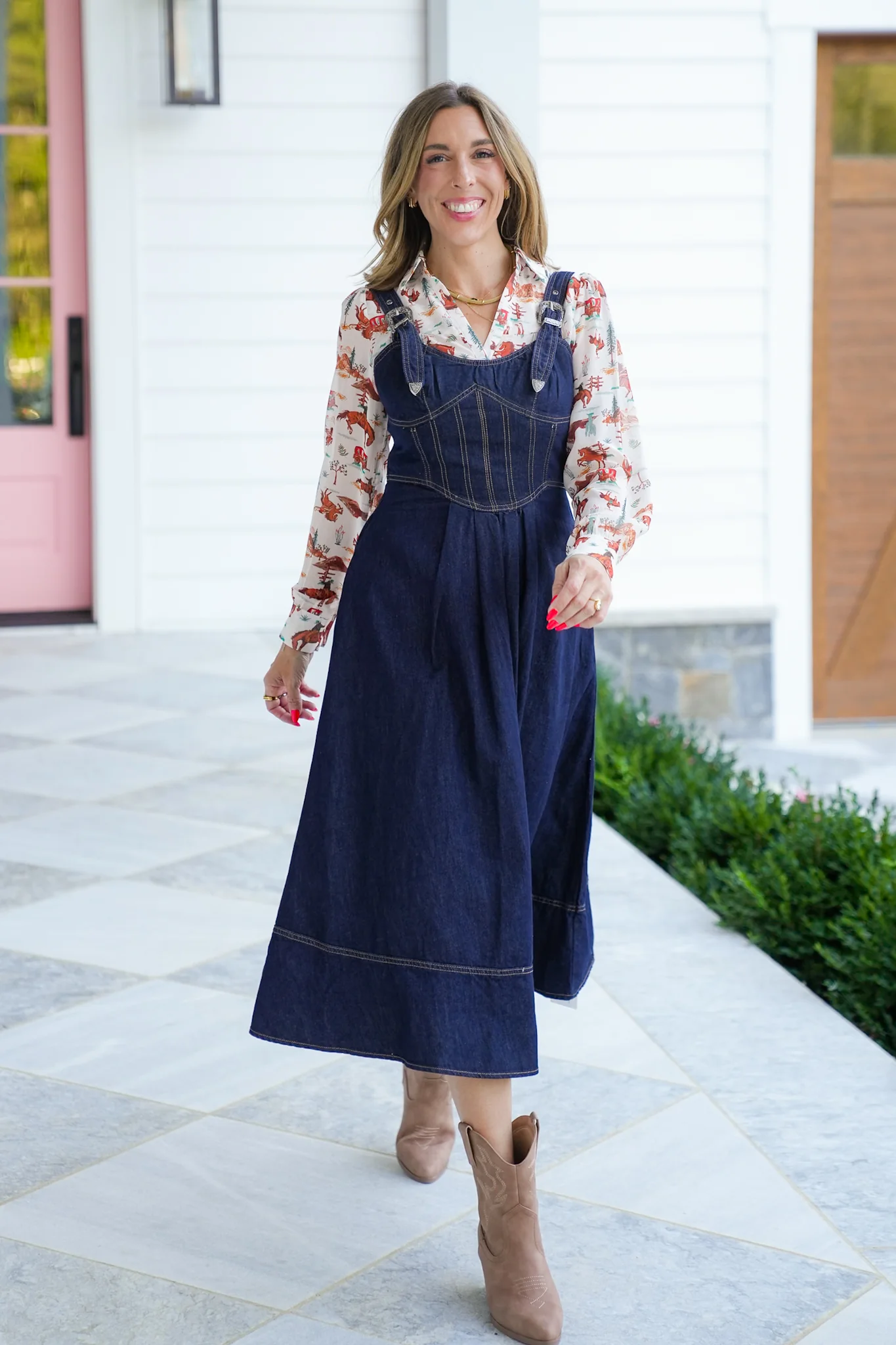 Dark Wash Sleeveless Midi Dress with Buckle Detail - Image 5