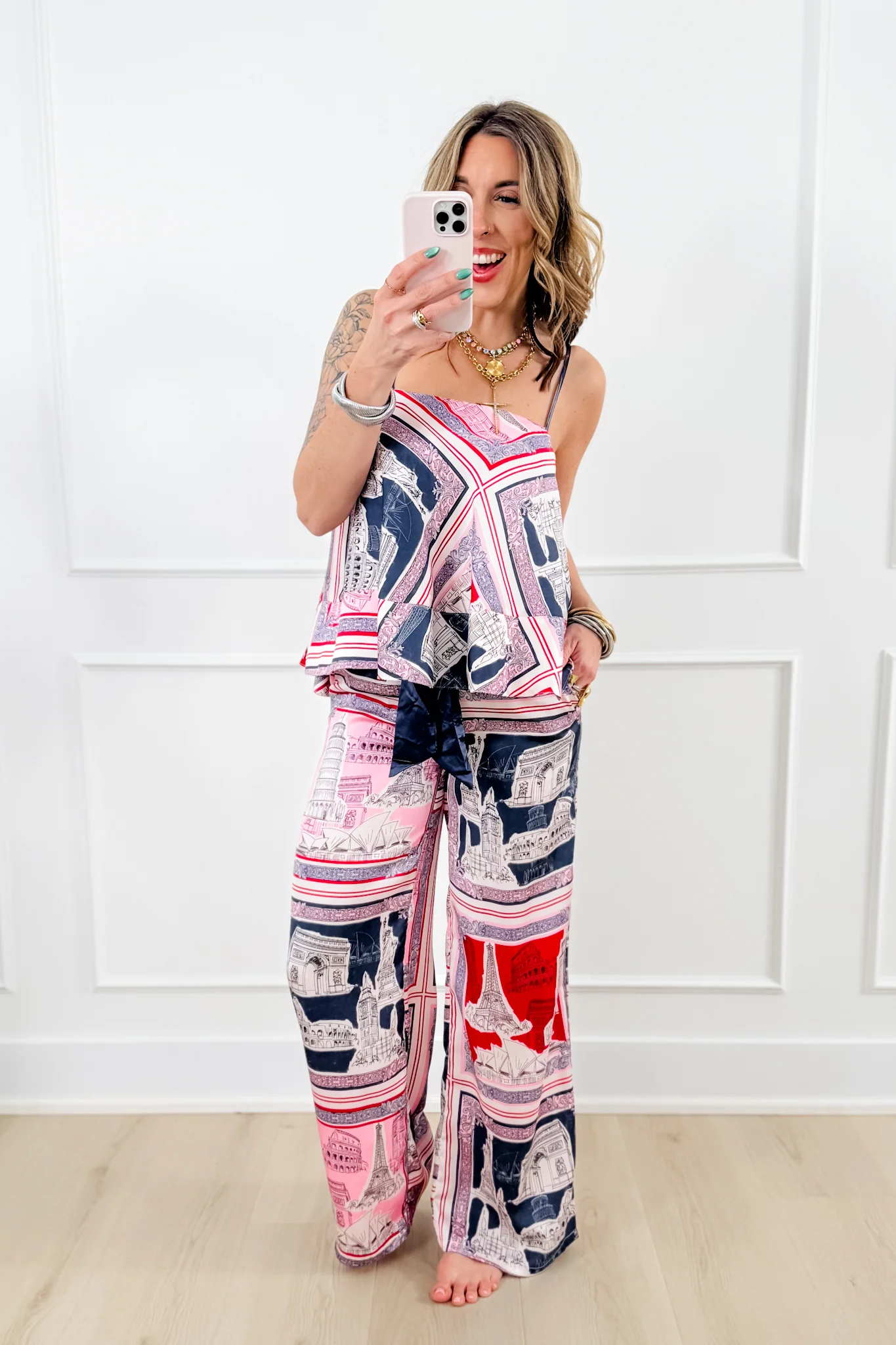 Destination Print Tank Top With Back Tie - Image 3