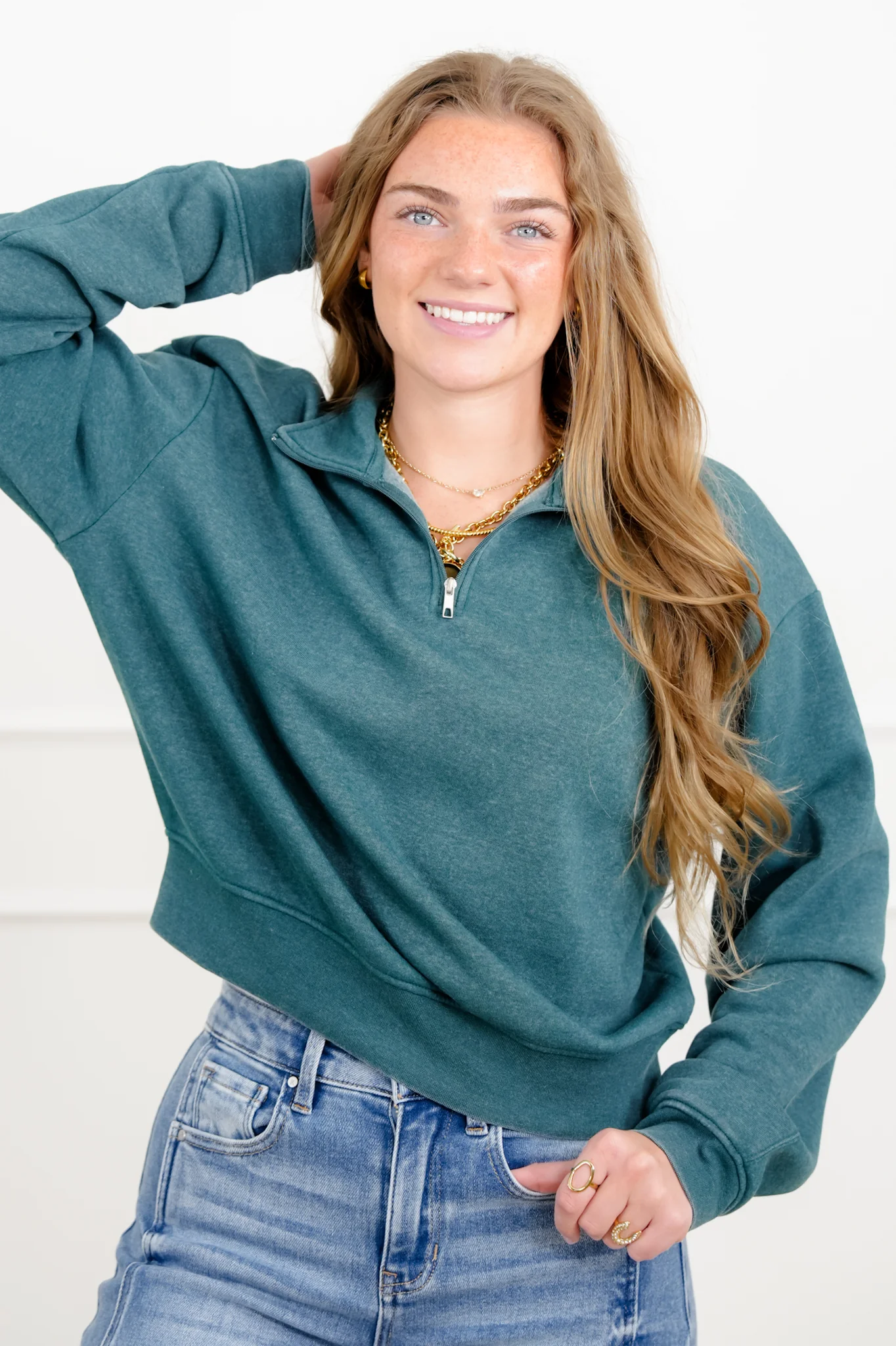 Door Buster! French Terry Long Sleeve Half Zip Up Sweatshirt - Image 5