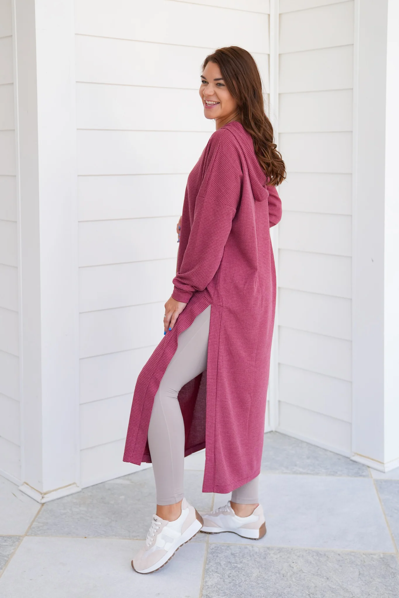 Door Buster! Plus/Reg Thermal Long Sleeve Hoodie Cardigan with Side Slits - Image 12