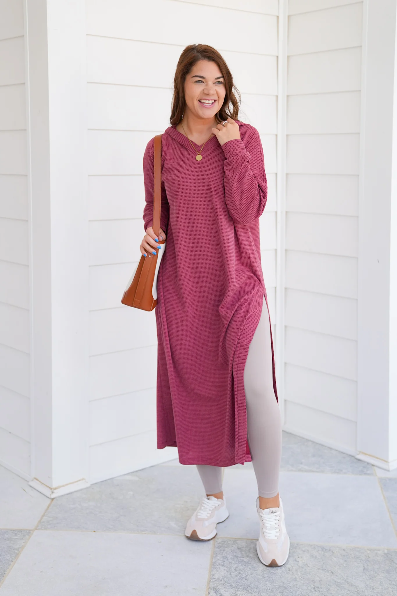 Door Buster! Plus/Reg Thermal Long Sleeve Hoodie Cardigan with Side Slits - Image 3