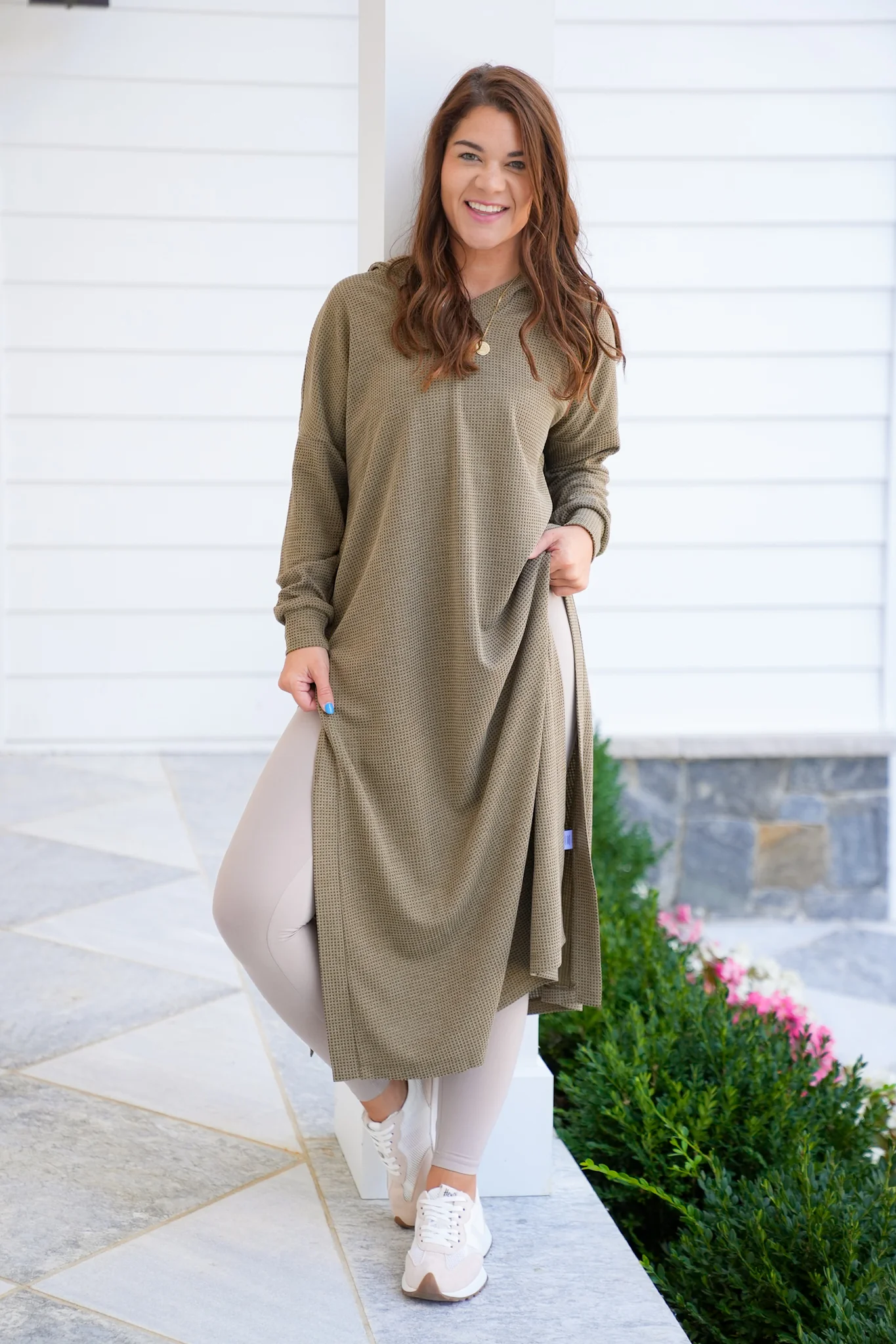 Door Buster! Plus/Reg Thermal Long Sleeve Hoodie Cardigan with Side Slits - Image 6