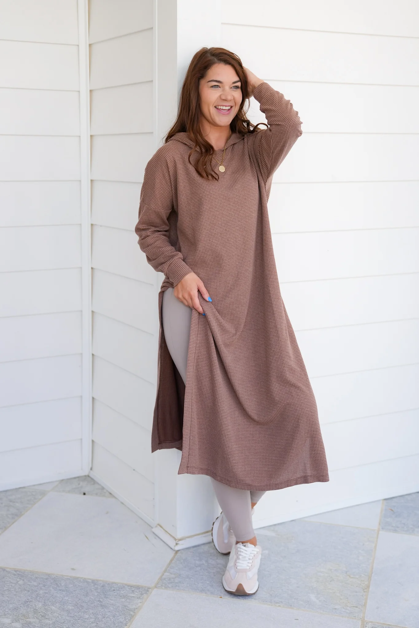 Door Buster! Plus/Reg Thermal Long Sleeve Hoodie Cardigan with Side Slits - Image 7