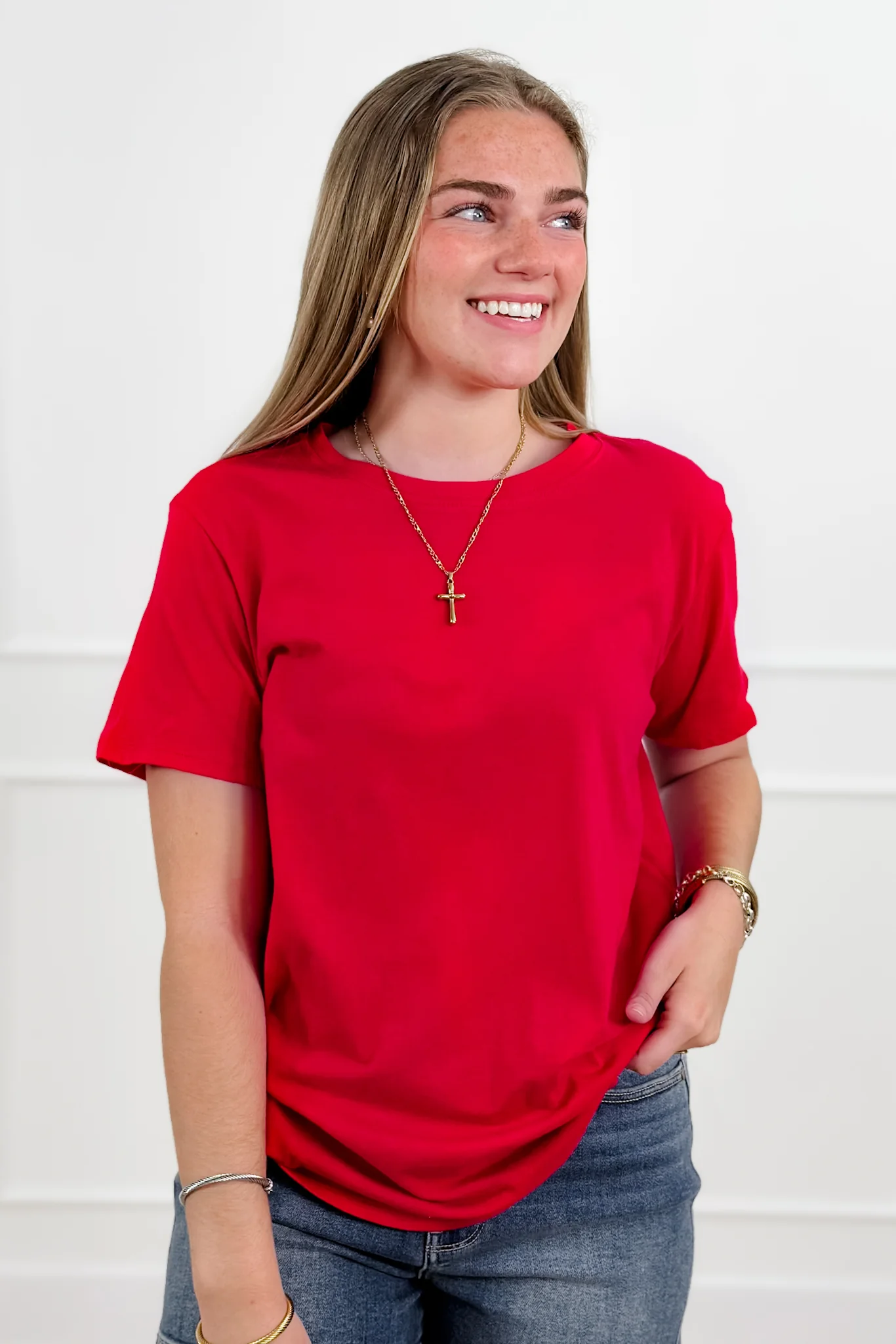 Door Buster! Plus/Reg Zenana Cotton Boyfriend Round Neck Tee - Image 3