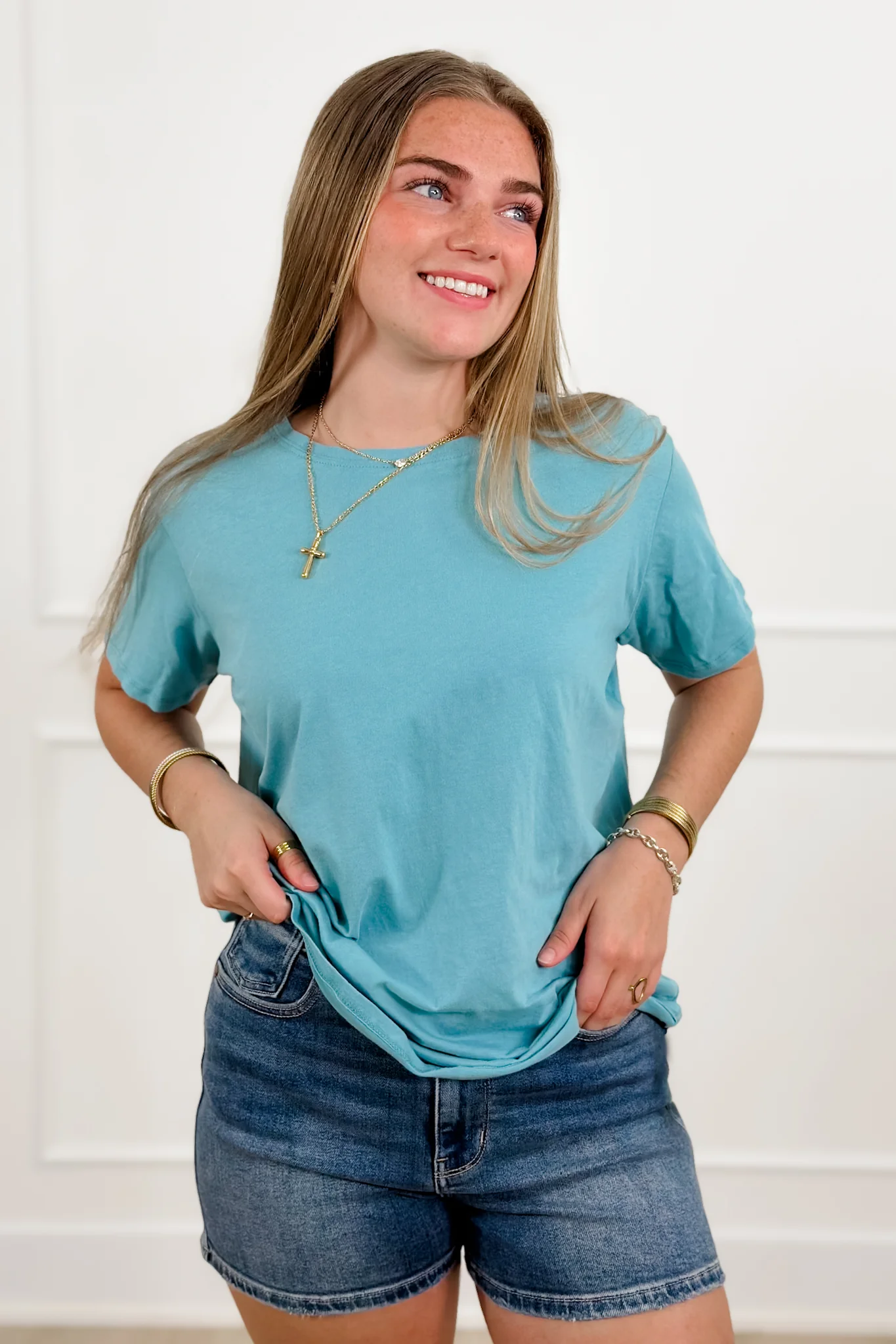 Door Buster! Plus/Reg Zenana Cotton Boyfriend Round Neck Tee - Image 5