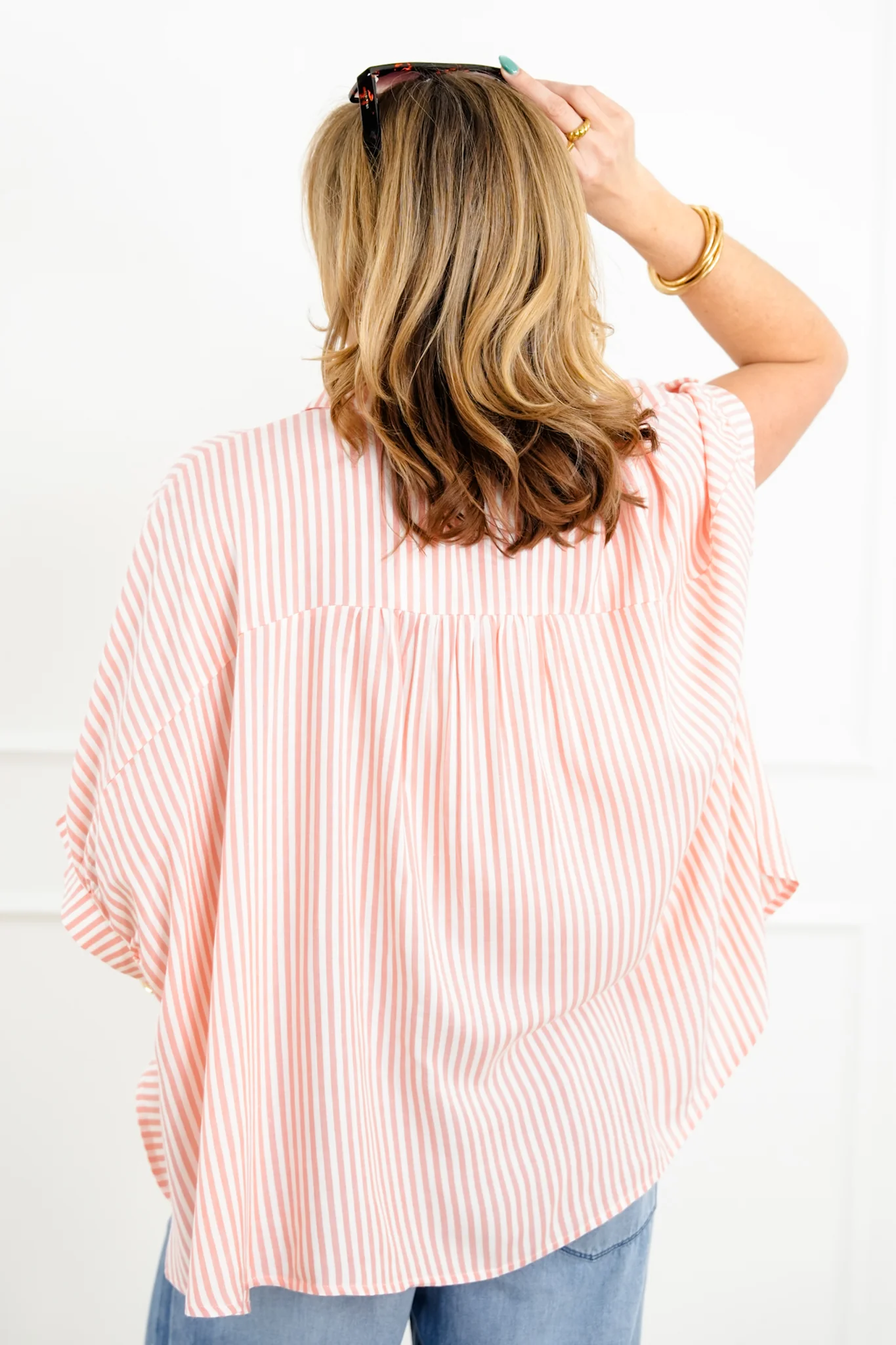 Door Buster! Plus/Reg Zenana Rayon Striped Short Sleeve Button Up Shirt - Image 10