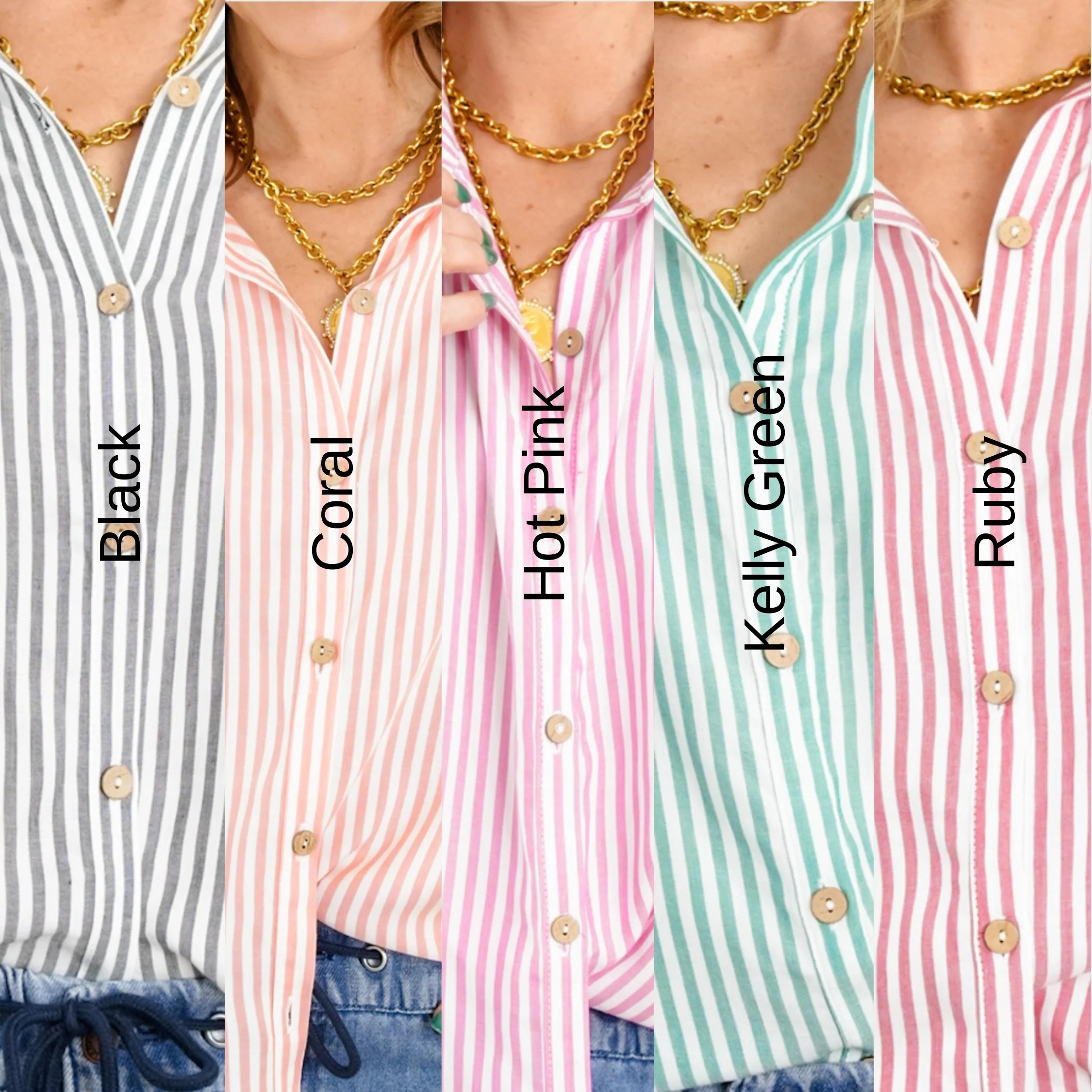 Door Buster! Plus/Reg Zenana Rayon Striped Short Sleeve Button Up Shirt - Image 11