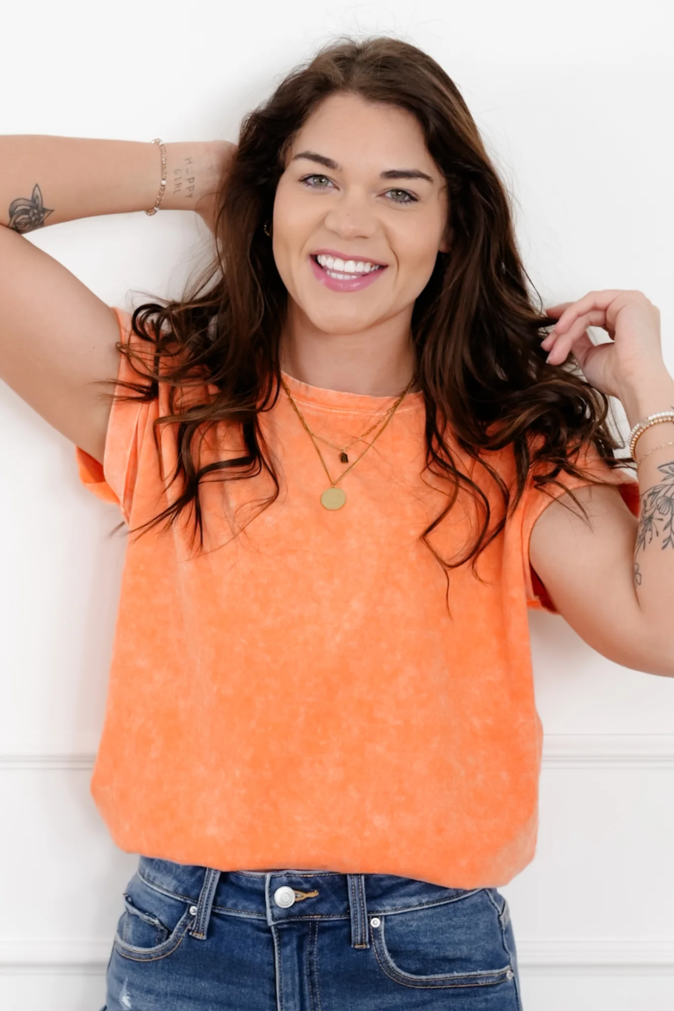 Door Buster! Plus/Reg Zenana Halo Washed Cuffed Short Sleeve Tee - Image 7