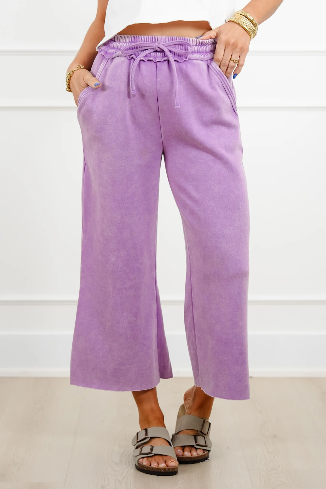 Door Buster! Zenana Acid Wash Fleece Palazzo Sweatpants with Pockets - Image 2