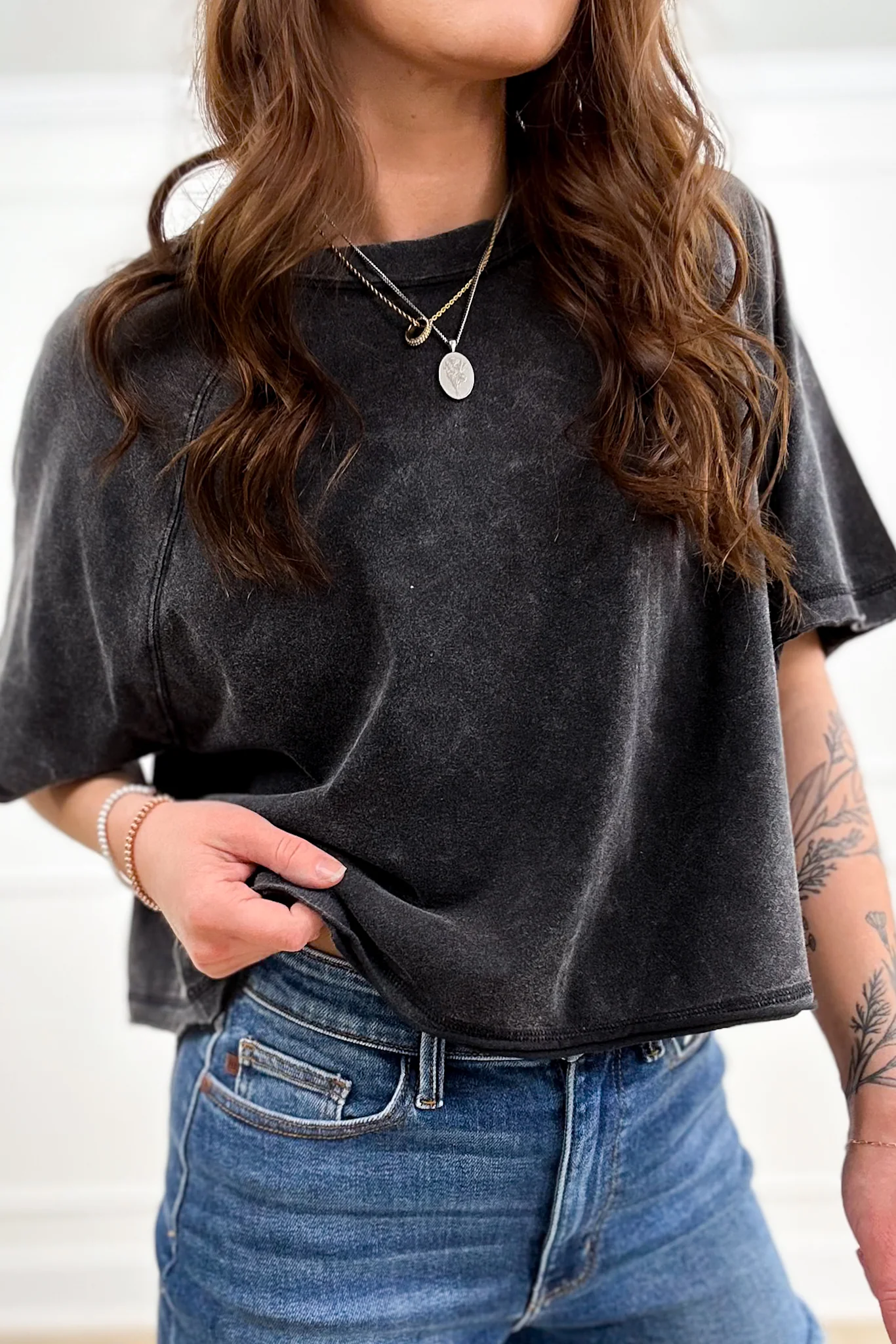 Door Buster! Zenana Acid Washed Round Neck Crop Tee - Image 3