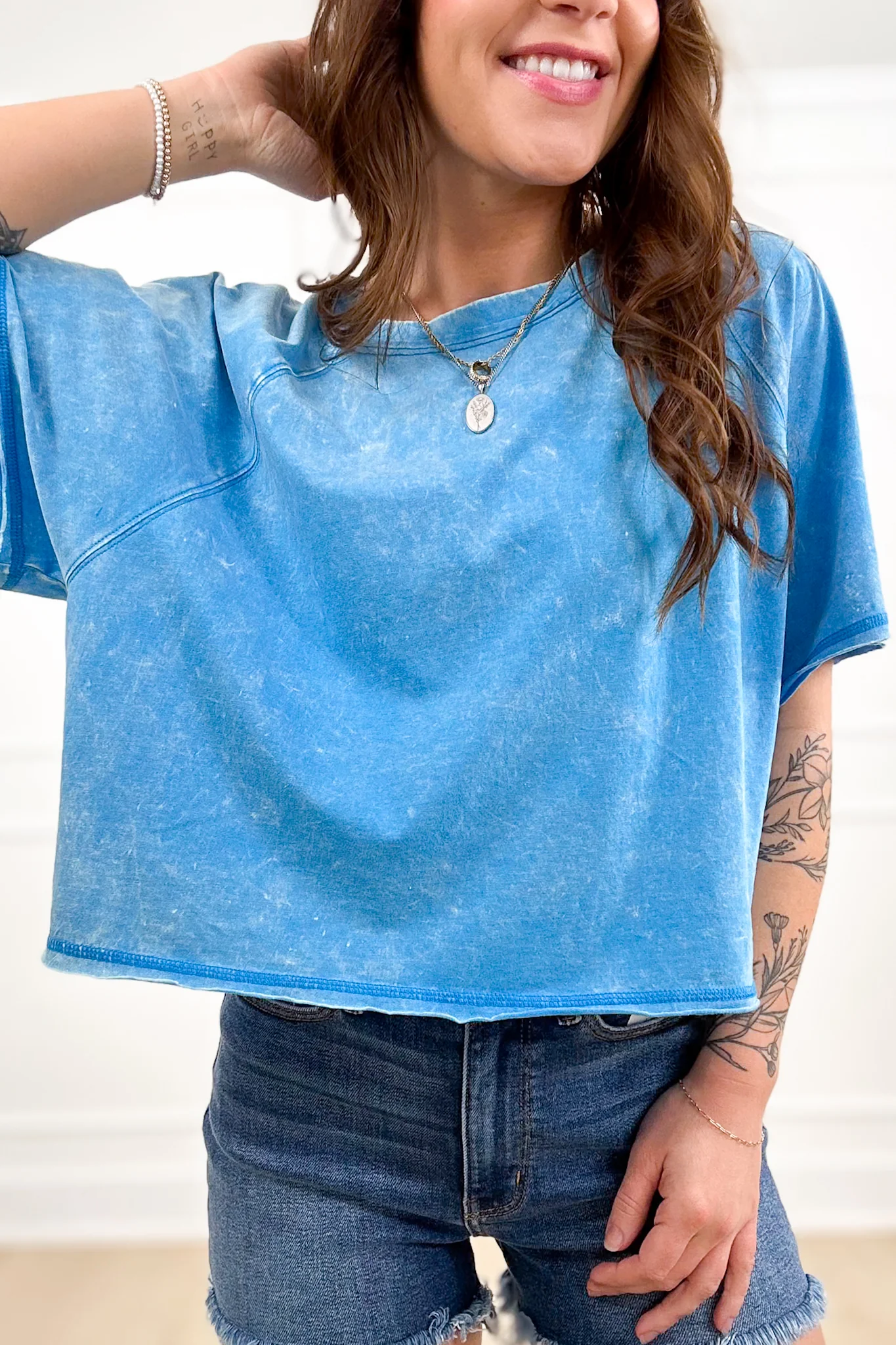 Door Buster! Zenana Acid Washed Round Neck Crop Tee - Image 7