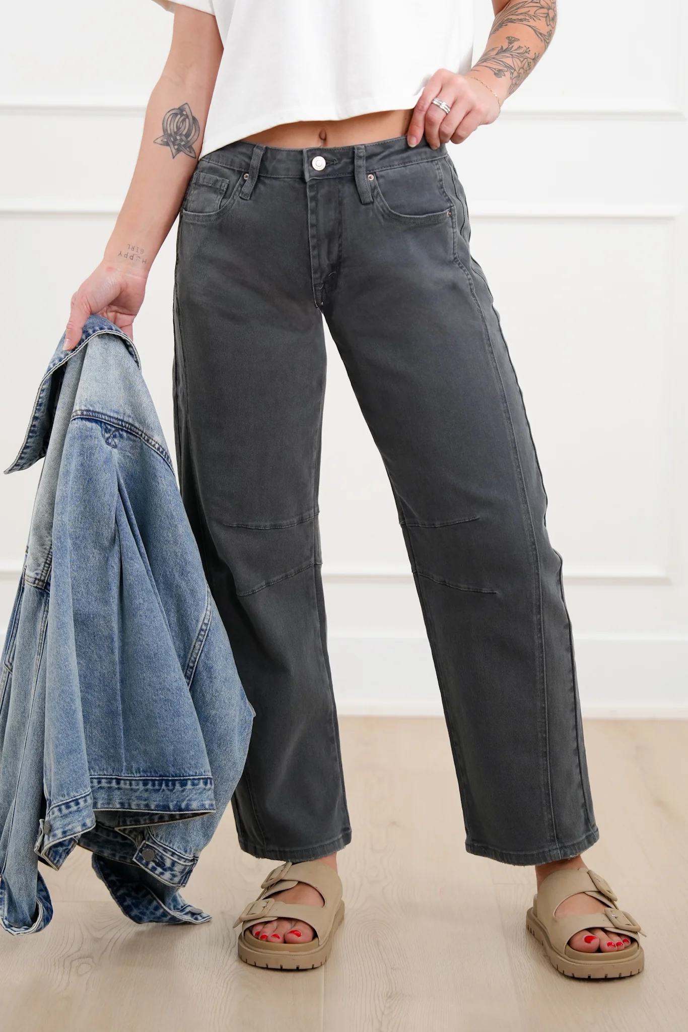 Door Buster! Zenana Barrel Leg Color Denim Pants - Image 2