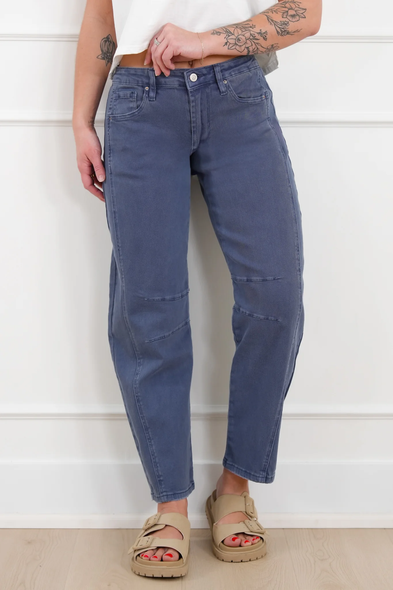 Door Buster! Zenana Barrel Leg Color Denim Pants - Image 3