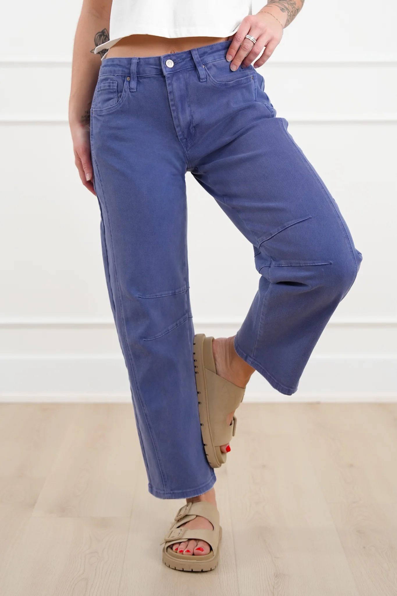 Door Buster! Zenana Barrel Leg Color Denim Pants - Image 5