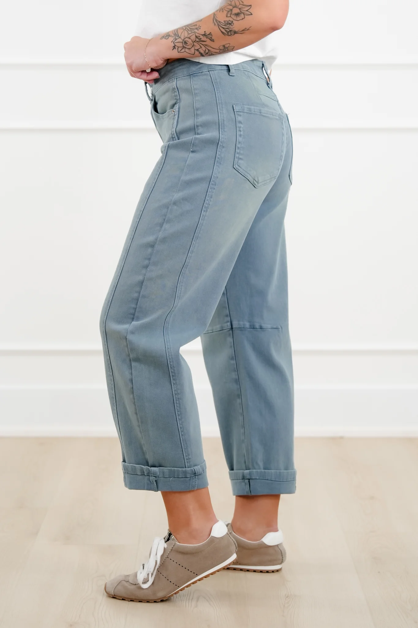 Door Buster! Zenana Barrel Leg Cropped Color Denim Pants - Image 14