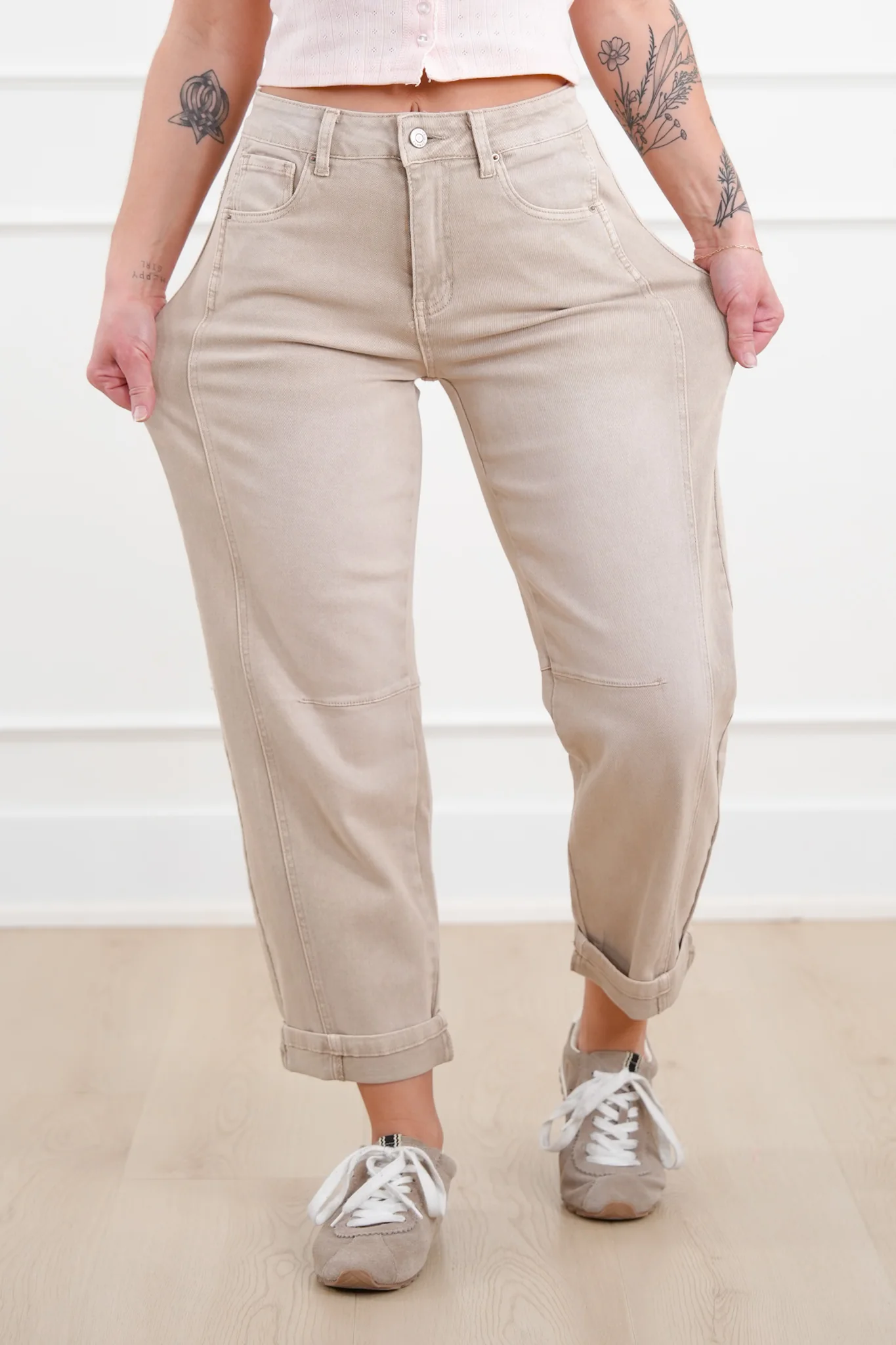Door Buster! Zenana Barrel Leg Cropped Color Denim Pants - Image 3