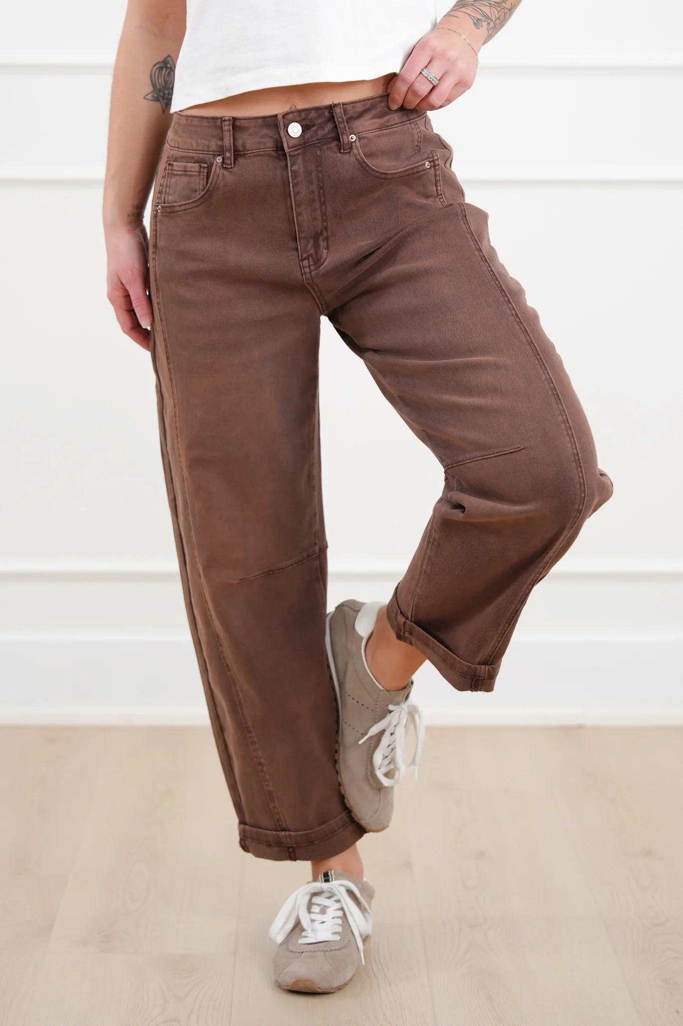 Door Buster! Zenana Barrel Leg Cropped Color Denim Pants - Image 6