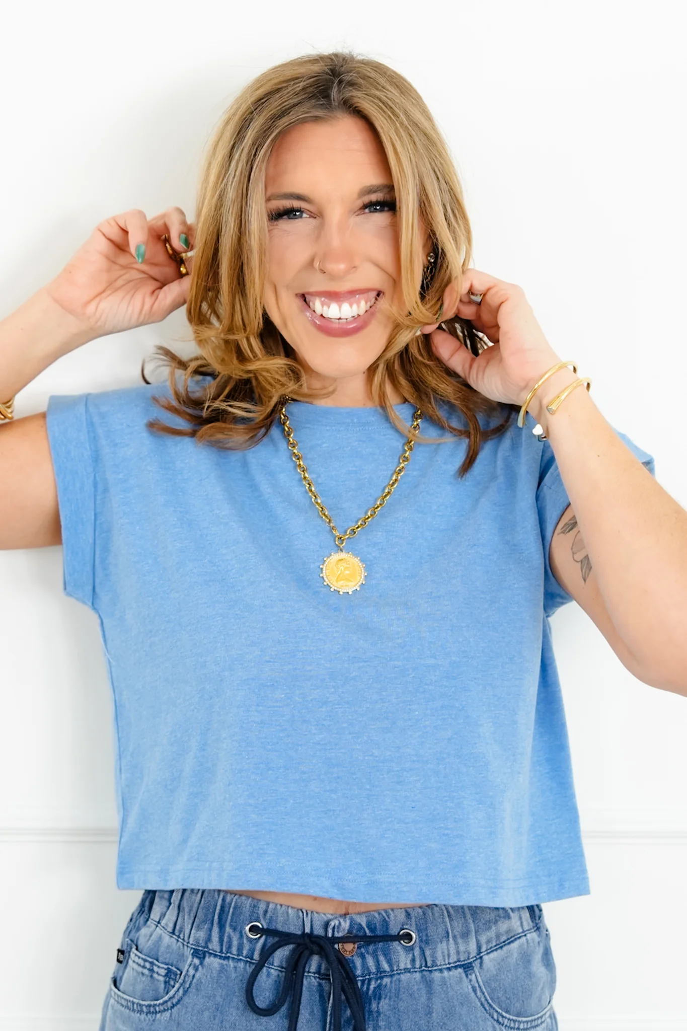 Door Buster! Zenana Cotton Folded Sleeve Top - Image 3