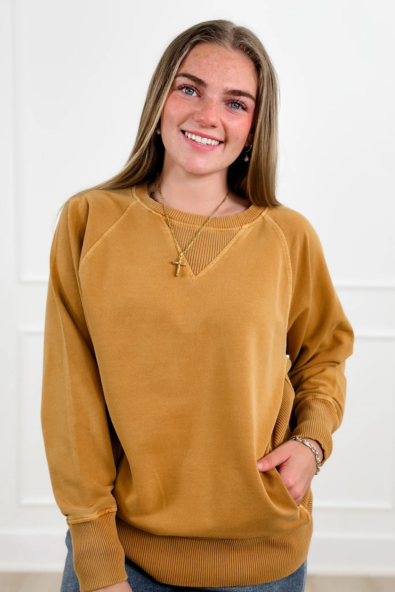 Door Buster! Zenana Pigment Dyed French Terry Pullover with Pockets - Image 3