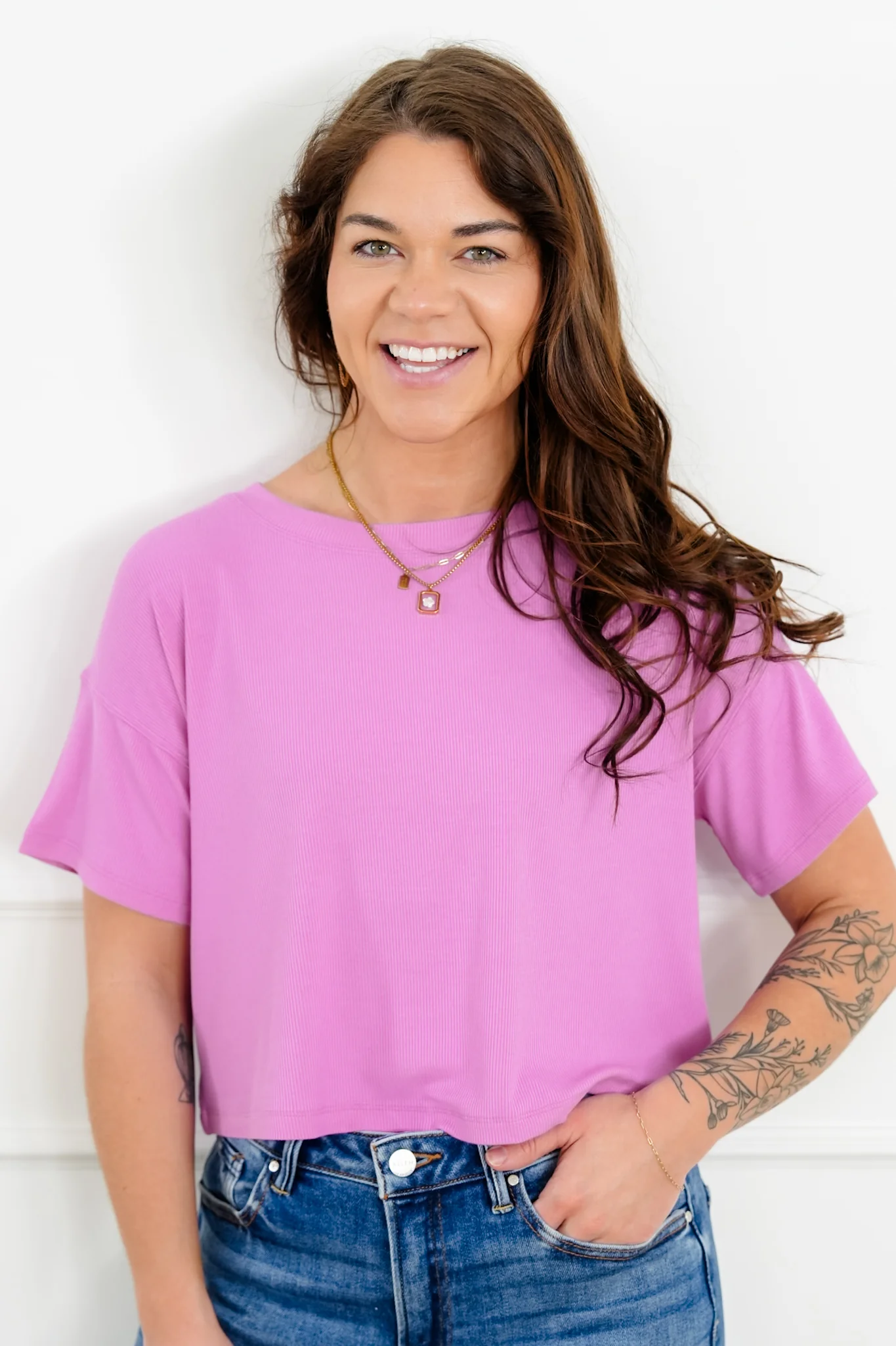 Door Buster! Zenana Ribbed Round Neck Crop Box Tee - Image 3