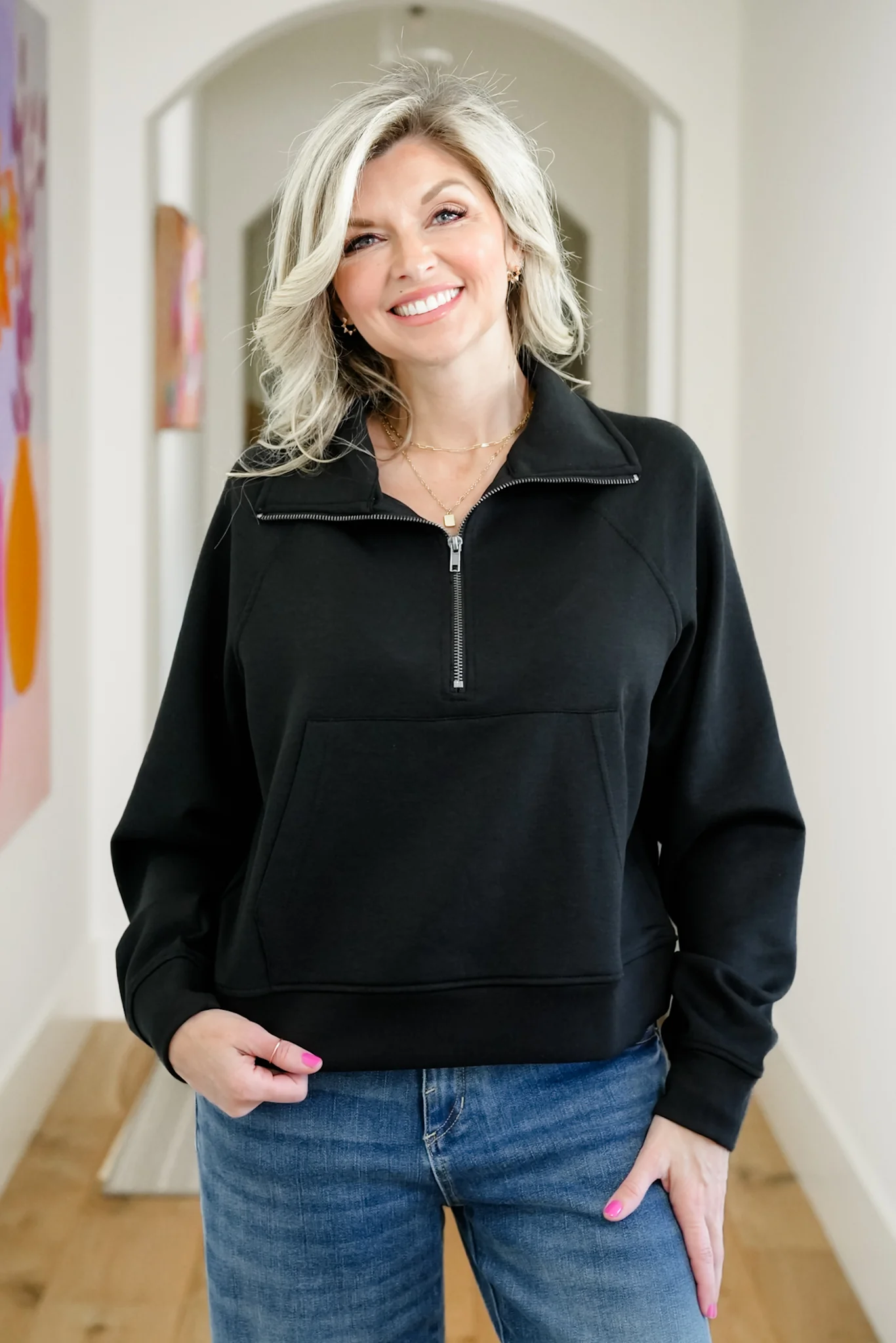 Door Buster! Zenana Half Zip Knit Pullover with Kangaroo Pocket - Image 6