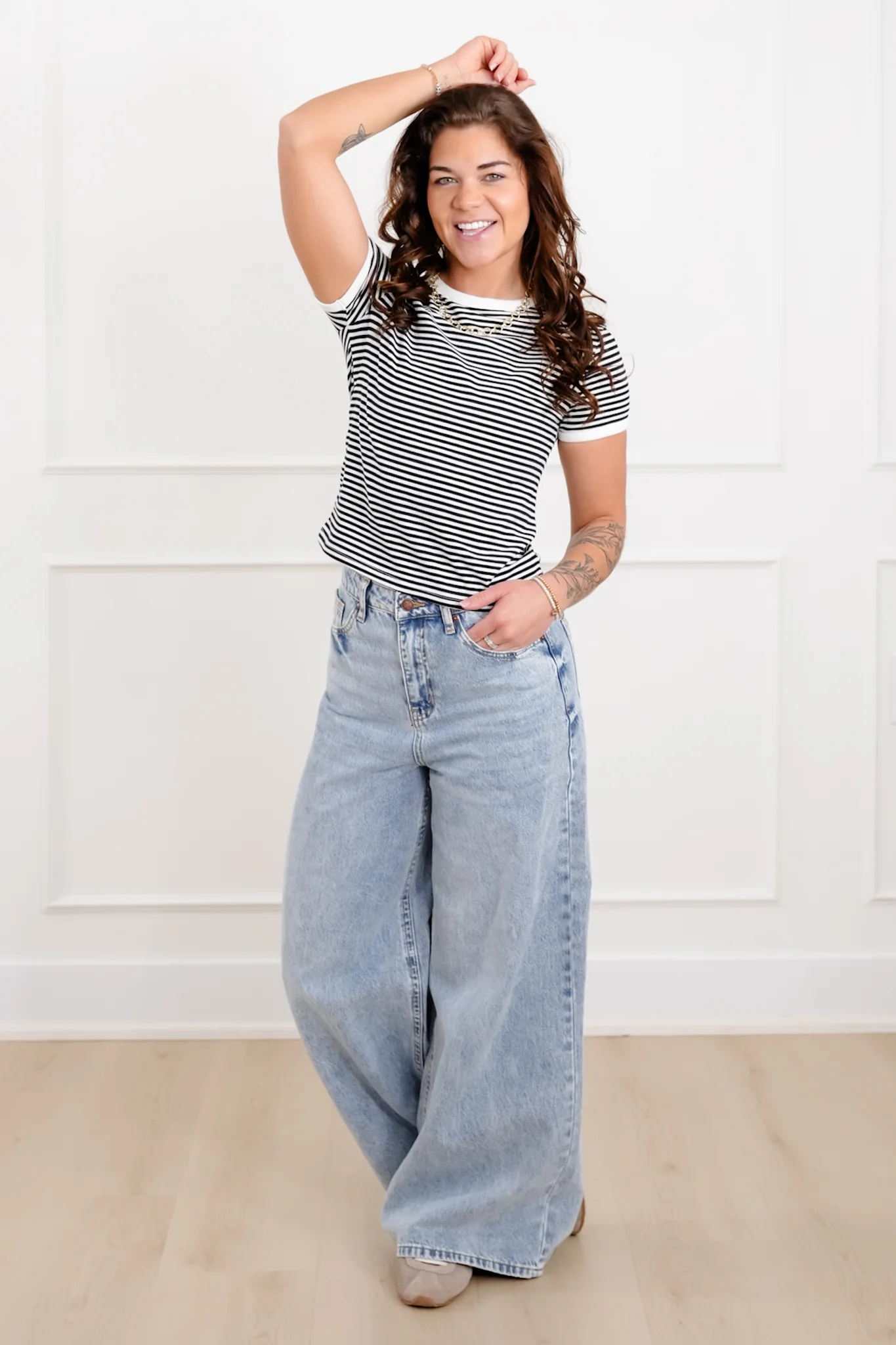 Door Buster! Zenana Striped Contrast Trim Tee - Image 10