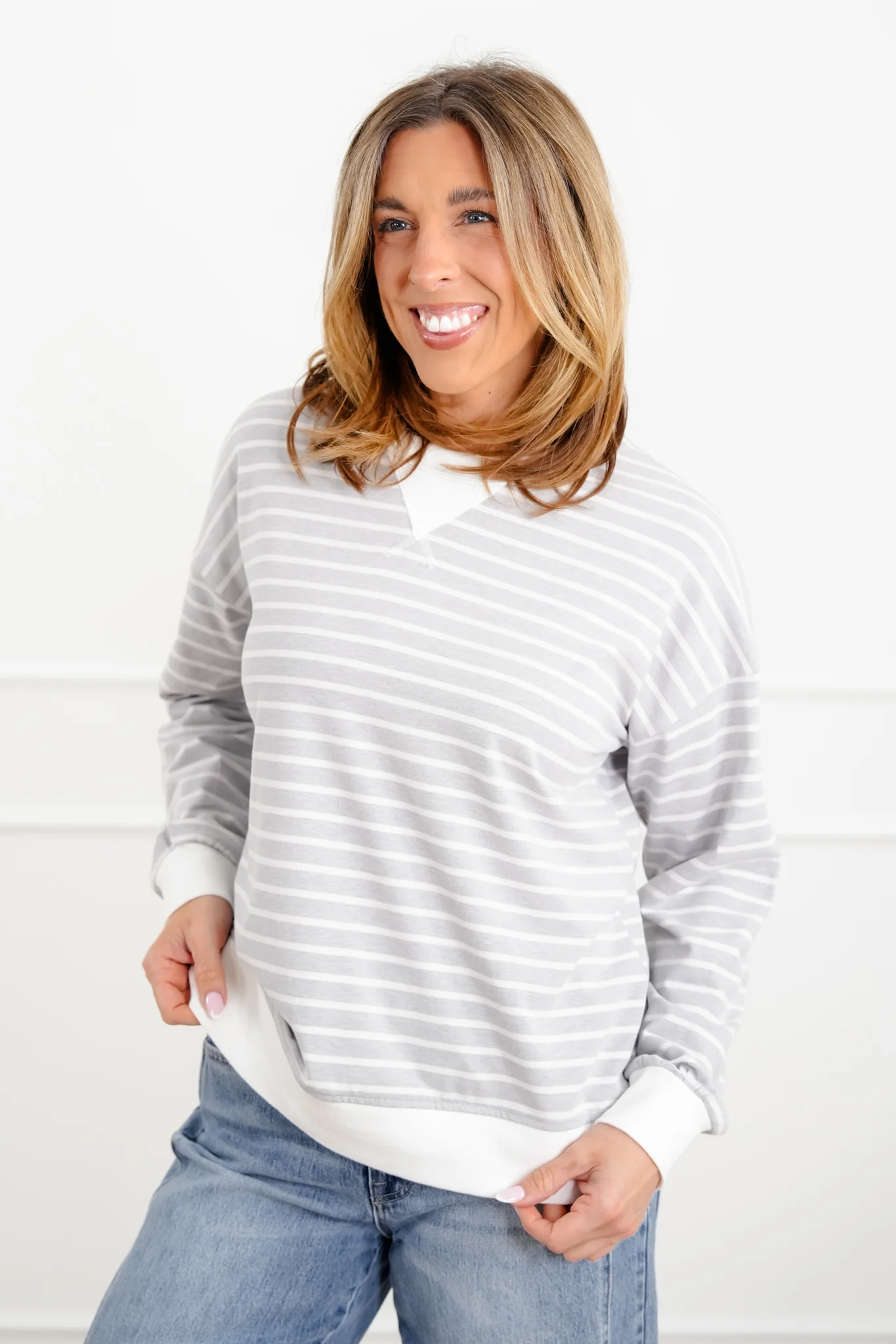 Door Buster! Zenana Striped Long Sleeve Pullover - Image 3